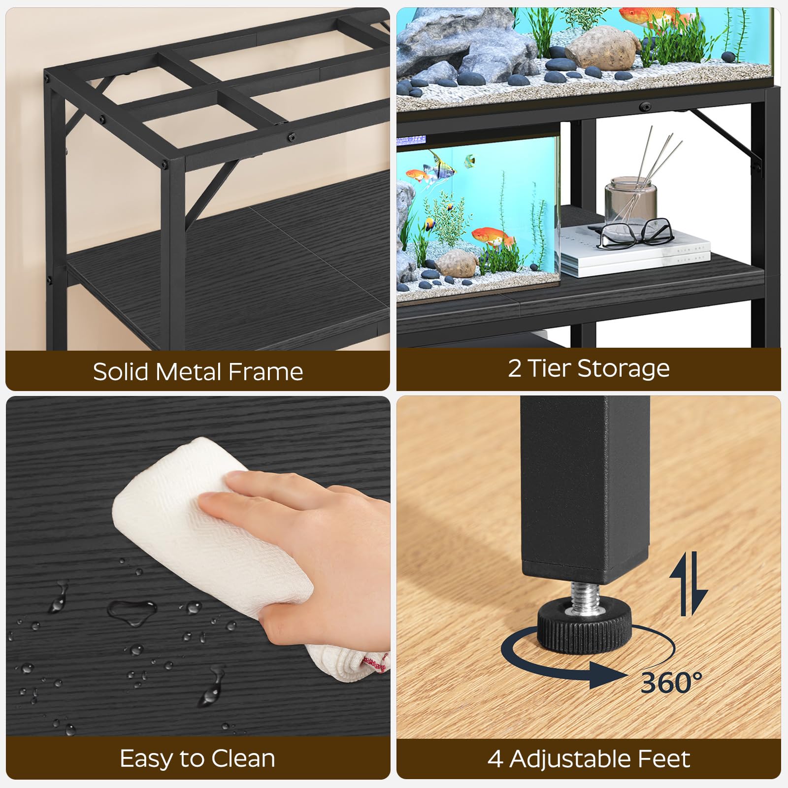 MAHANCRIS rack doubles as a storage solution for books, decor, and supplies.
