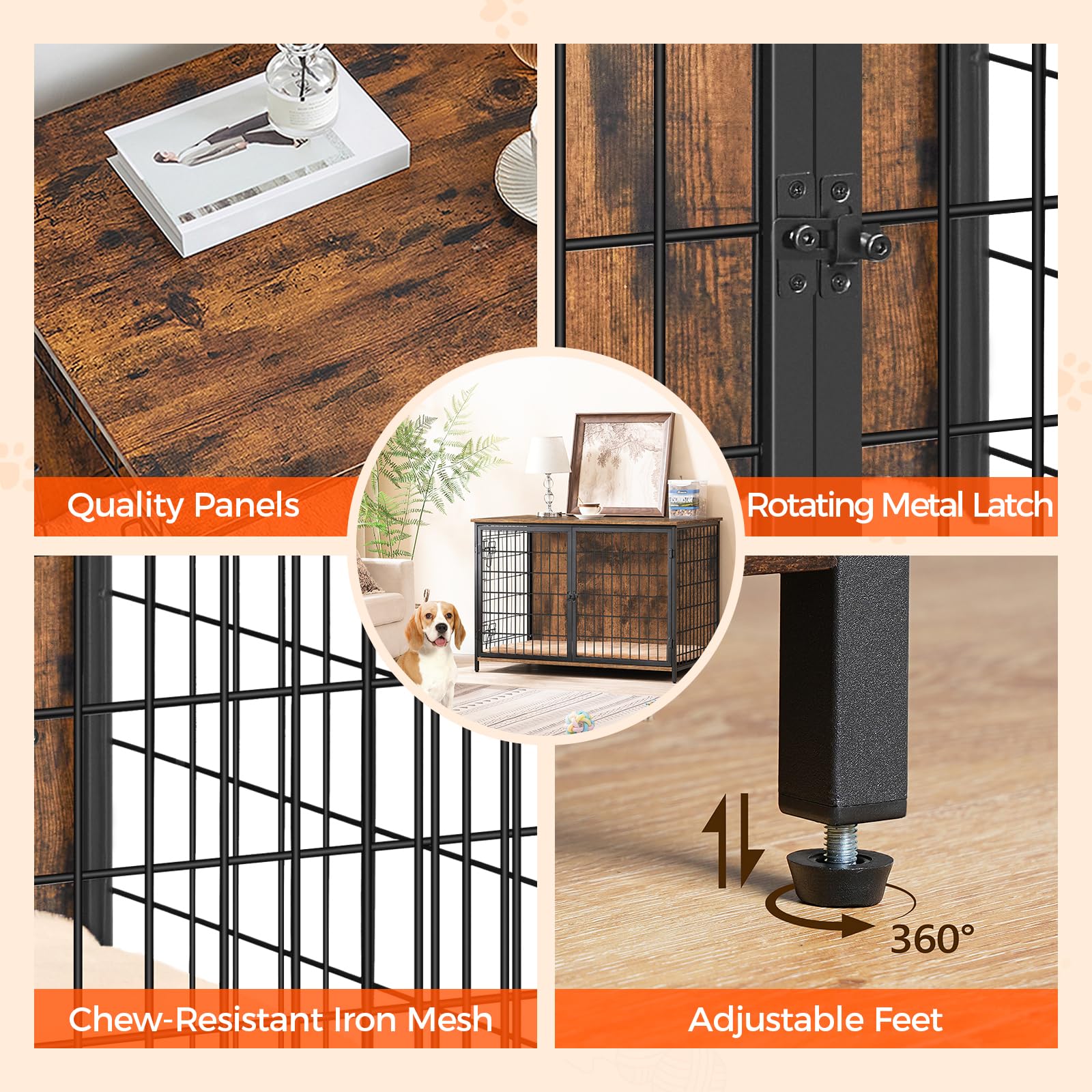 MAHANCRIS wooden dog crate interior with bed invites cozy lounging after play.