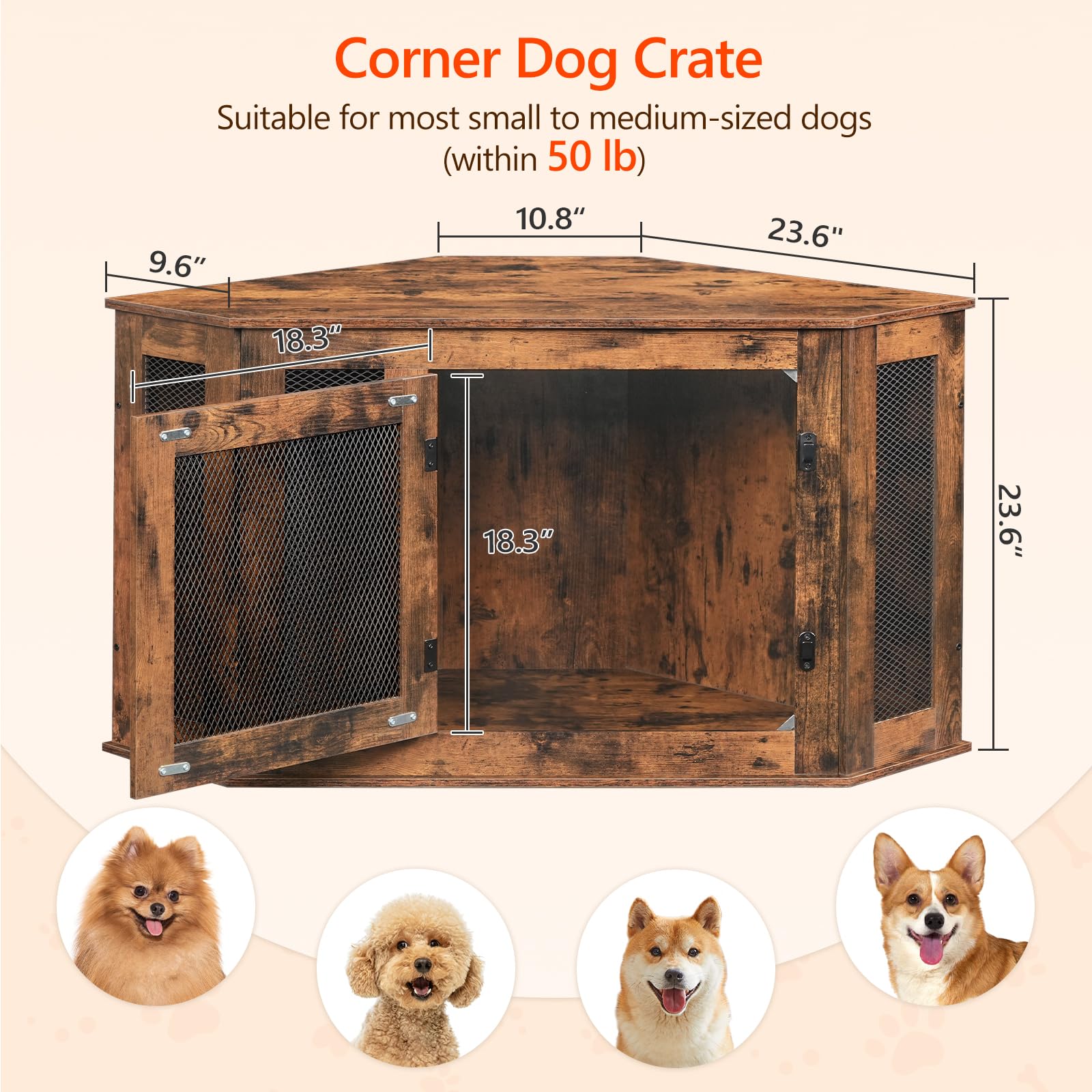 MAHANCRIS wooden dog kennel with top table serves as functional pet furniture.