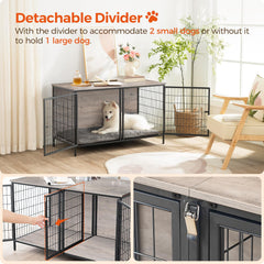 MAHANCRIS dog kennel with wooden panels and metal frame for durability.