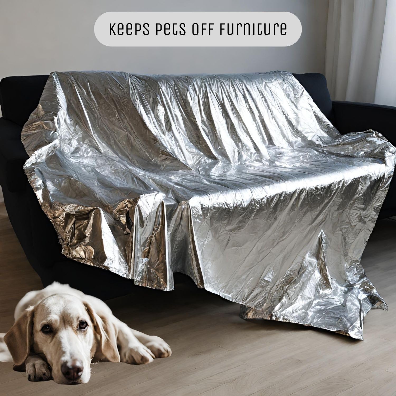 Close-up of edge coverage to show targeted protection for couch corners against pet use.