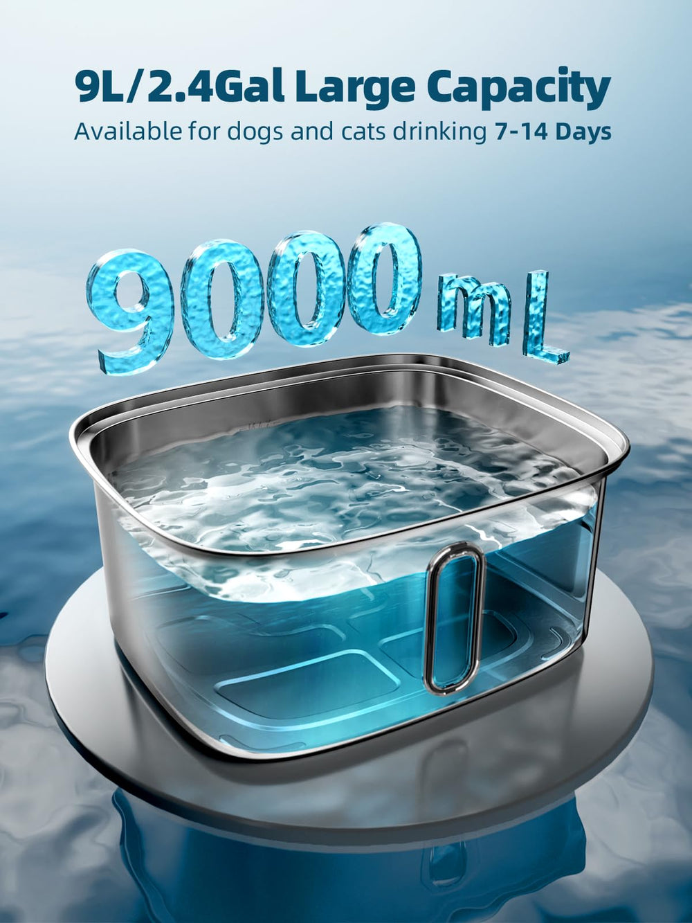MAILOFY stainless steel dog fountain provides durable, rust-resistant water station.