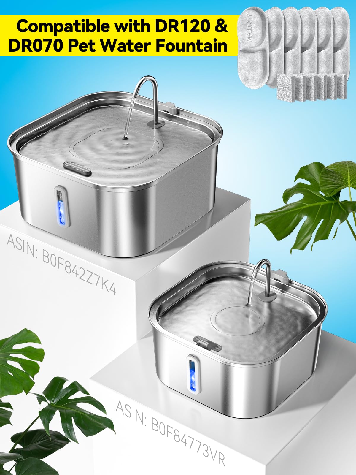 MAILOFY stainless steel bowl with extra wide drinking area for big dogs.