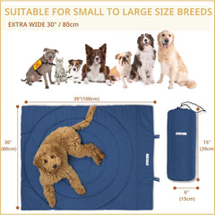 Maison & Sage dog travel mat roll-up stored neatly in a crate
