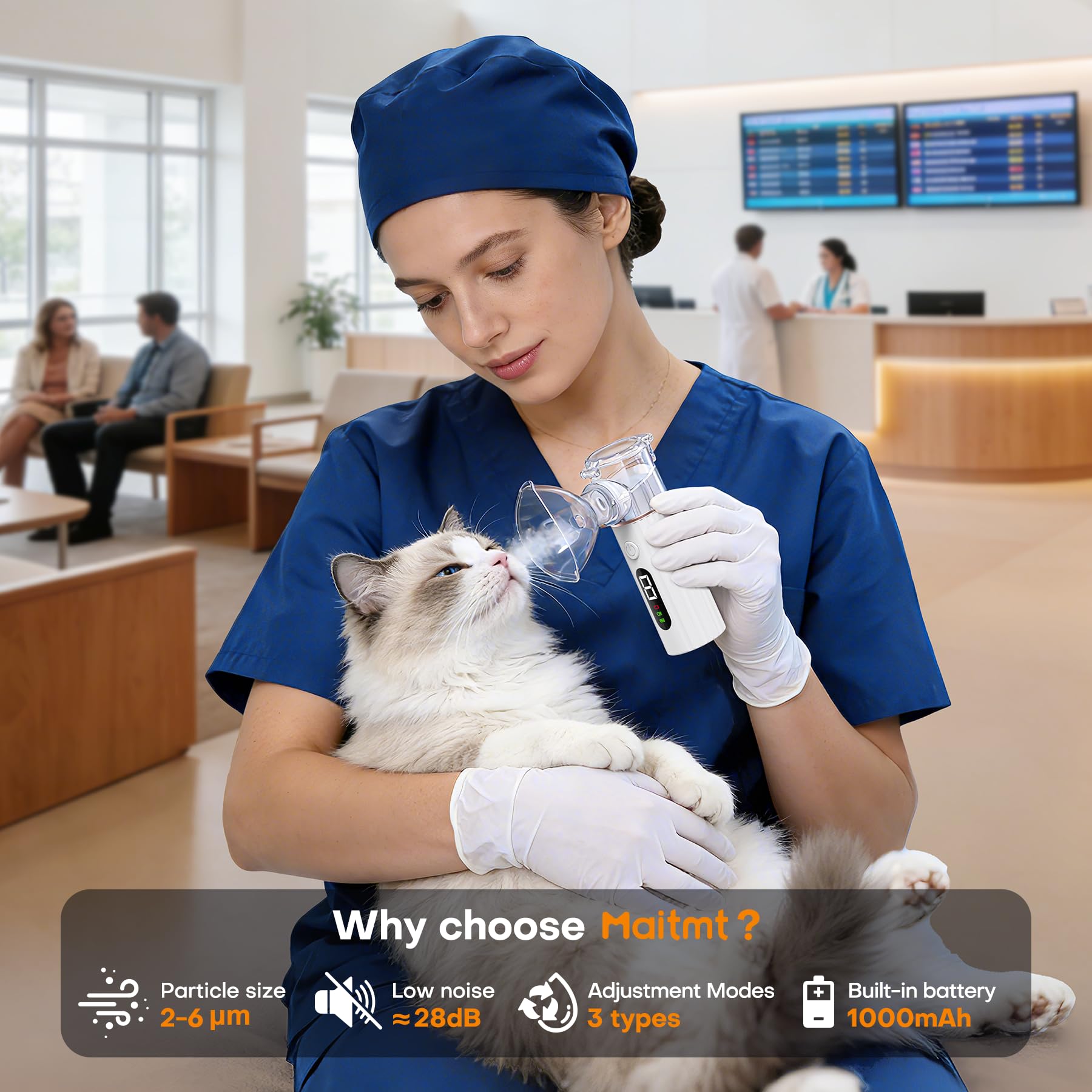 Maitmt Cat Nebulizer quiet operation highlights library-level silence for anxious pets