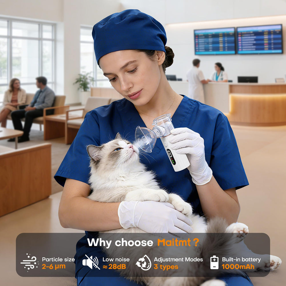 Maitmt Cat Nebulizer quiet operation highlights library-level silence for anxious pets