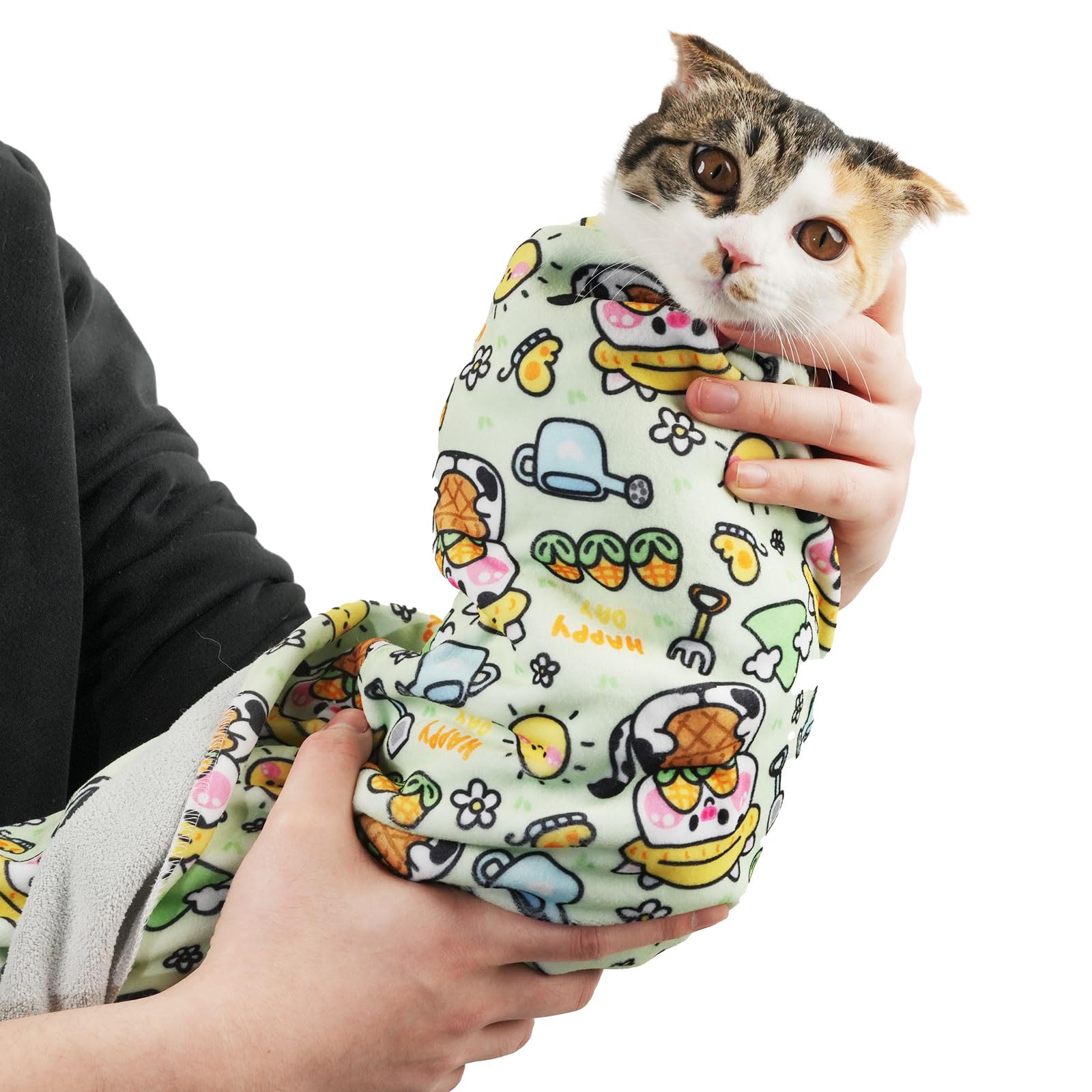 maiwoste 3535-inch cat wrap full coverage secures large cats during grooming