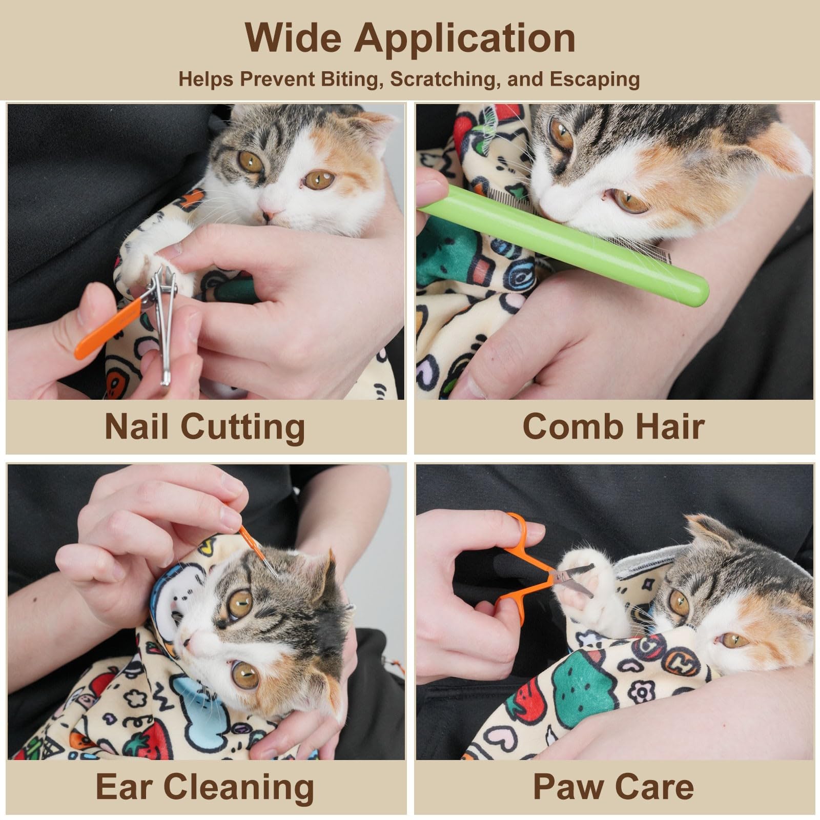 maiwoste elephant cat wrap fabric texture gentle on fur during grooming