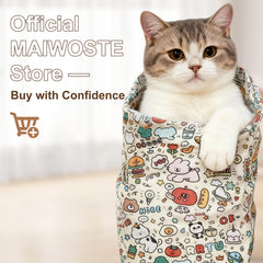 maiwoste elephant cat wrap during grooming session shows easy handling