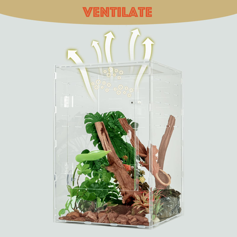 maiyuolg 12x12x18 reptile tank clear acrylic interior for unobstructed viewing