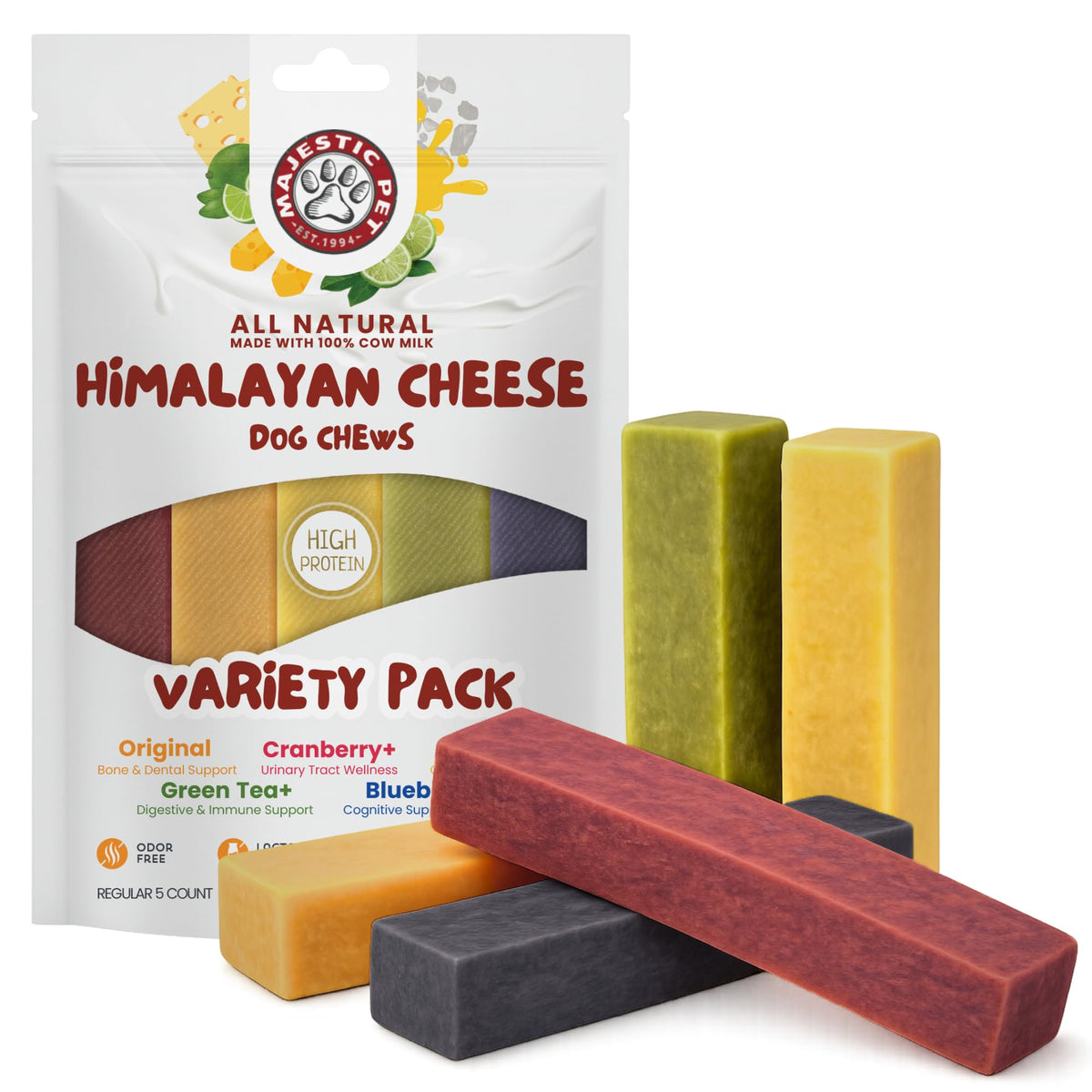Majestic Pet Himalayan cheese chew pack, long-lasting dental treat for dogs