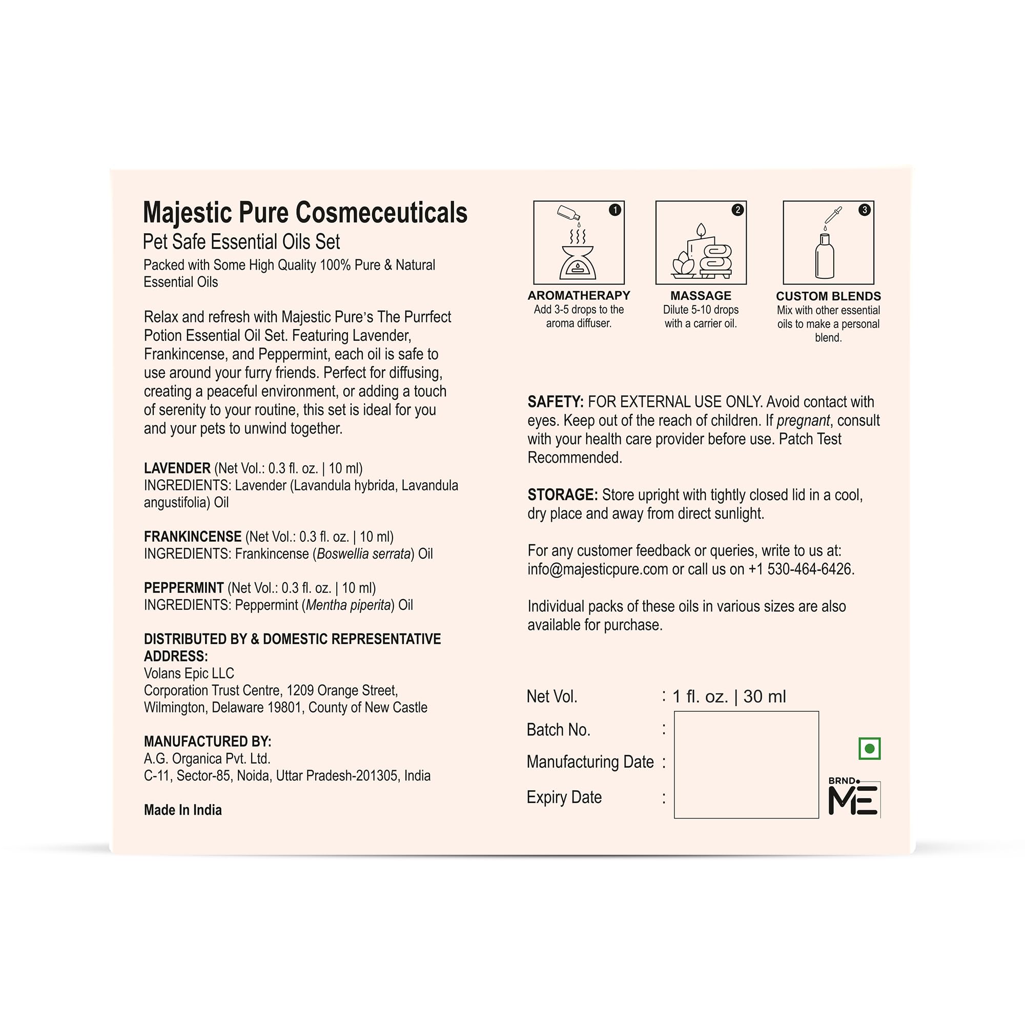Majestic Pure safe aromatherapy for pets emphasizes mindful usage