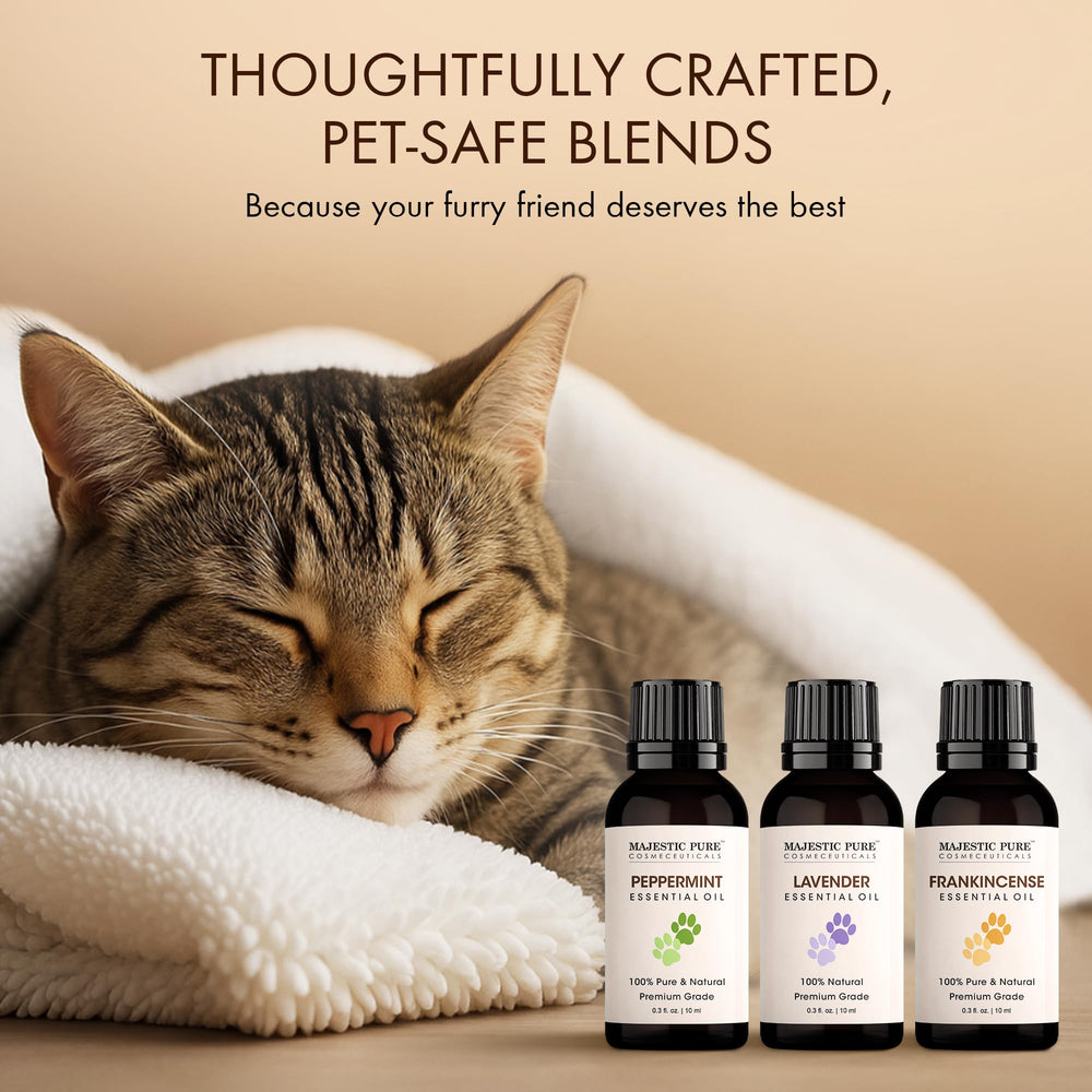 Majestic Pure trio gift packaging appeals to pet lovers and aromatherapy enthusiasts