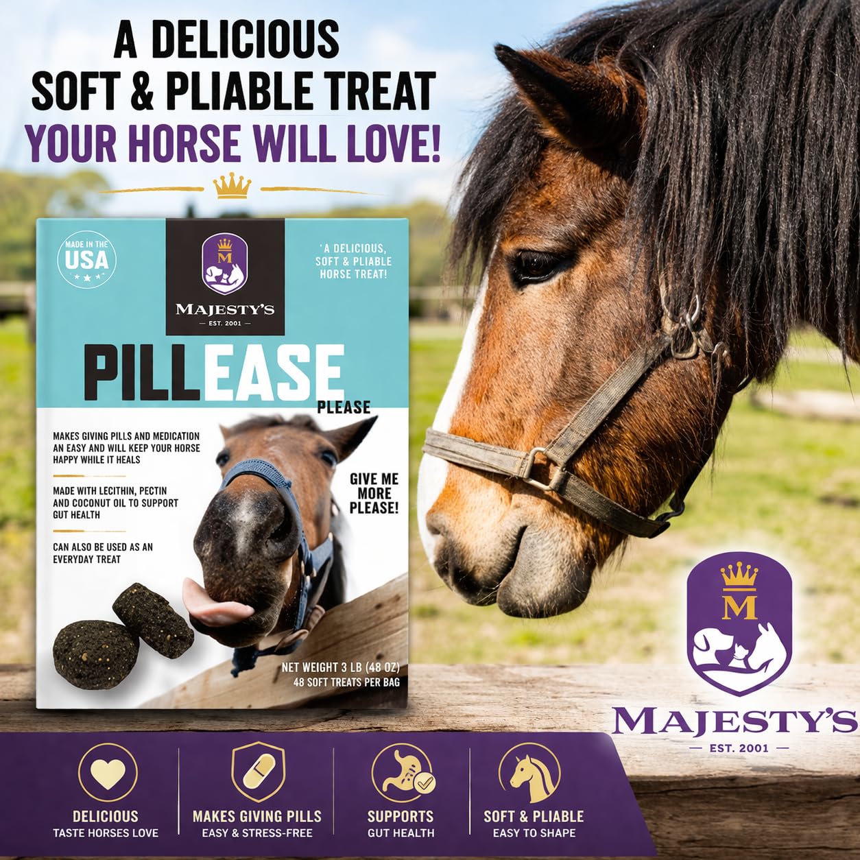Majesty's PillEase 48-treat bag ready for everyday use.