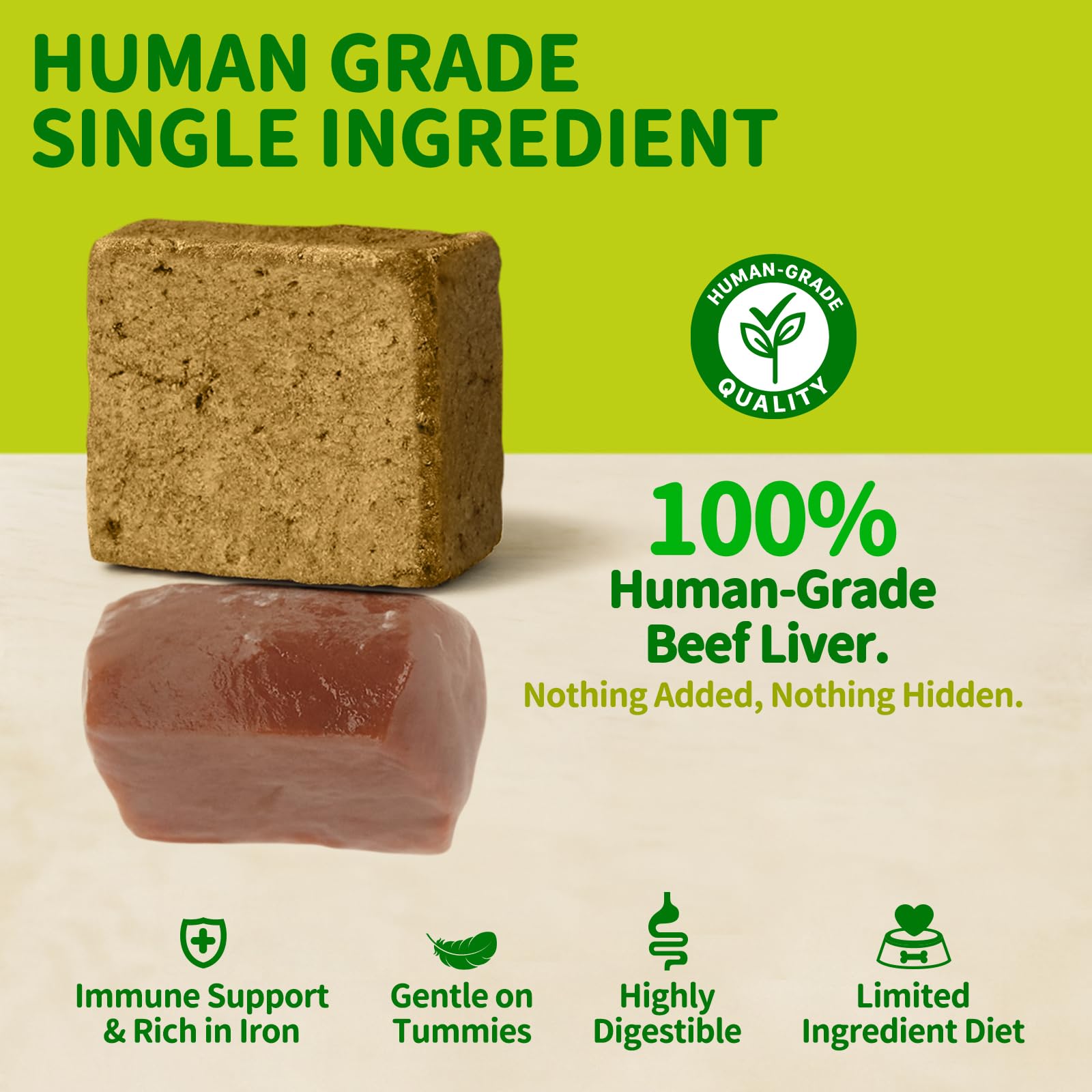 Major Pets close-up of beef liver texture signaling high protein and no preservatives
