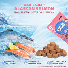 MAJOR PETS single-protein salmon treats for pure, simple nutrition in every bite.