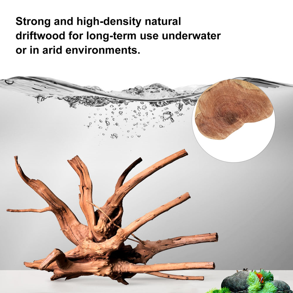 majoywoo driftwood in-tank creates realistic hiding spots for reptiles.