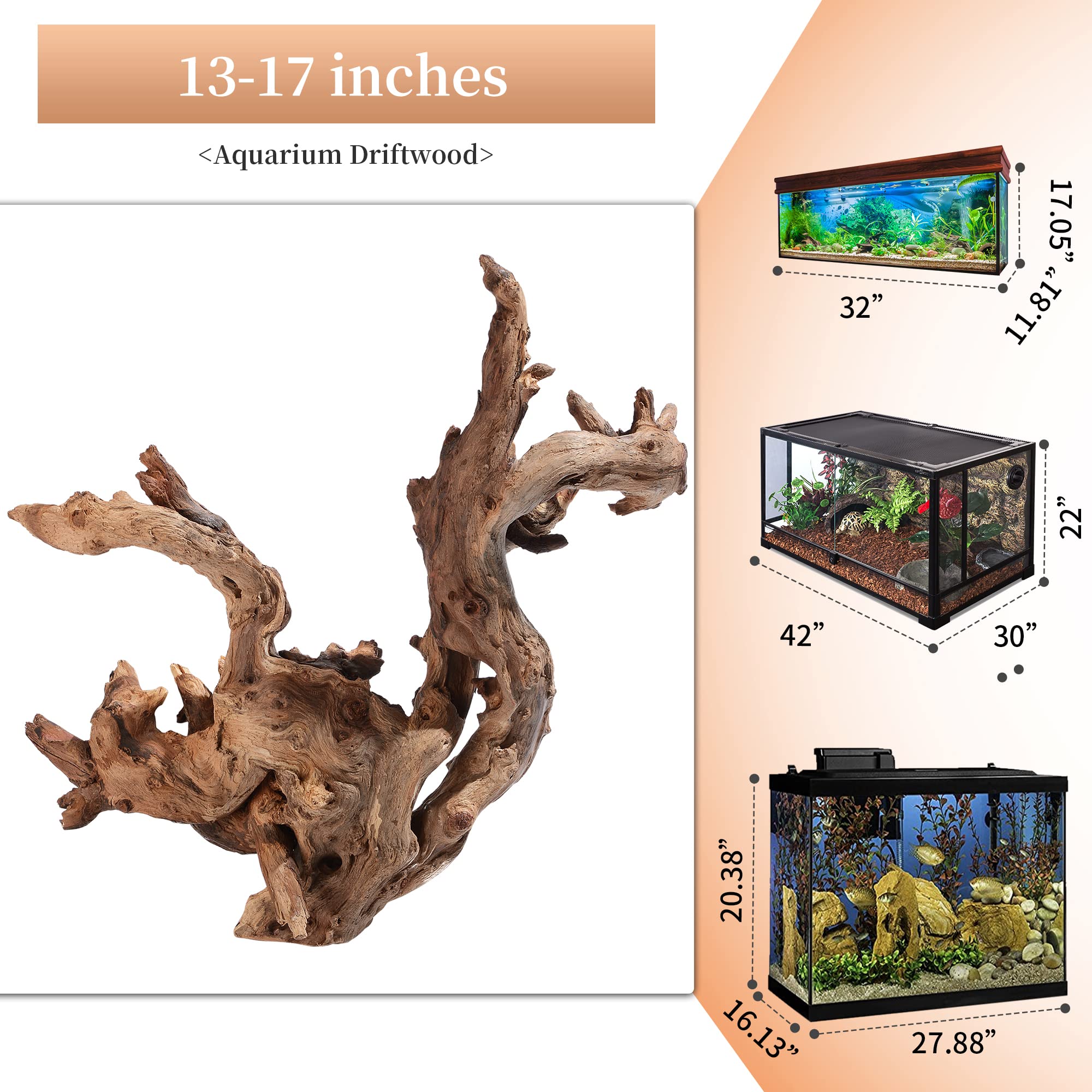 majoywoo large driftwood reptile decor 13-17 inch adds climbing structure and concealment