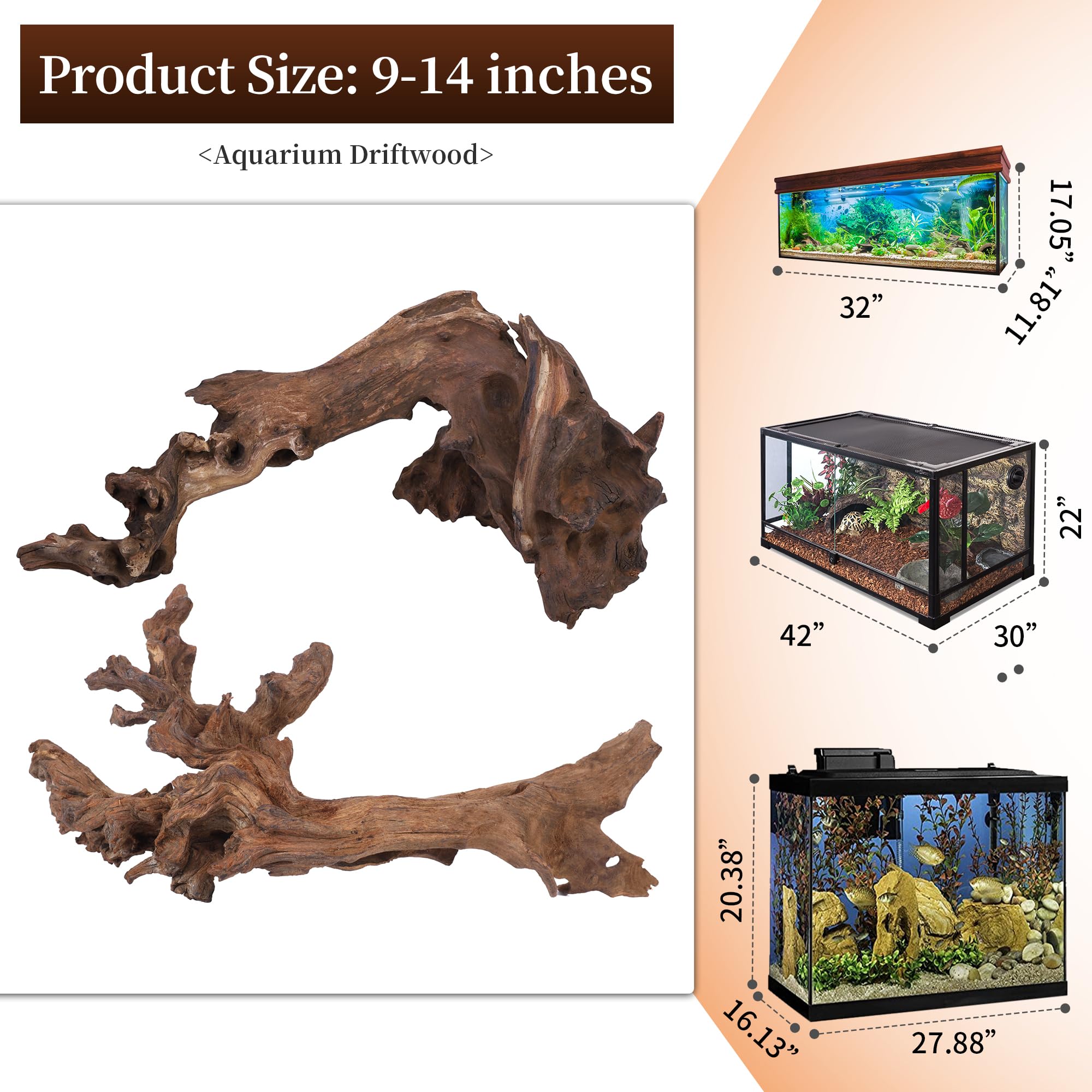 Majoywoo large driftwood perfect for reptile terrariums and climbing.
