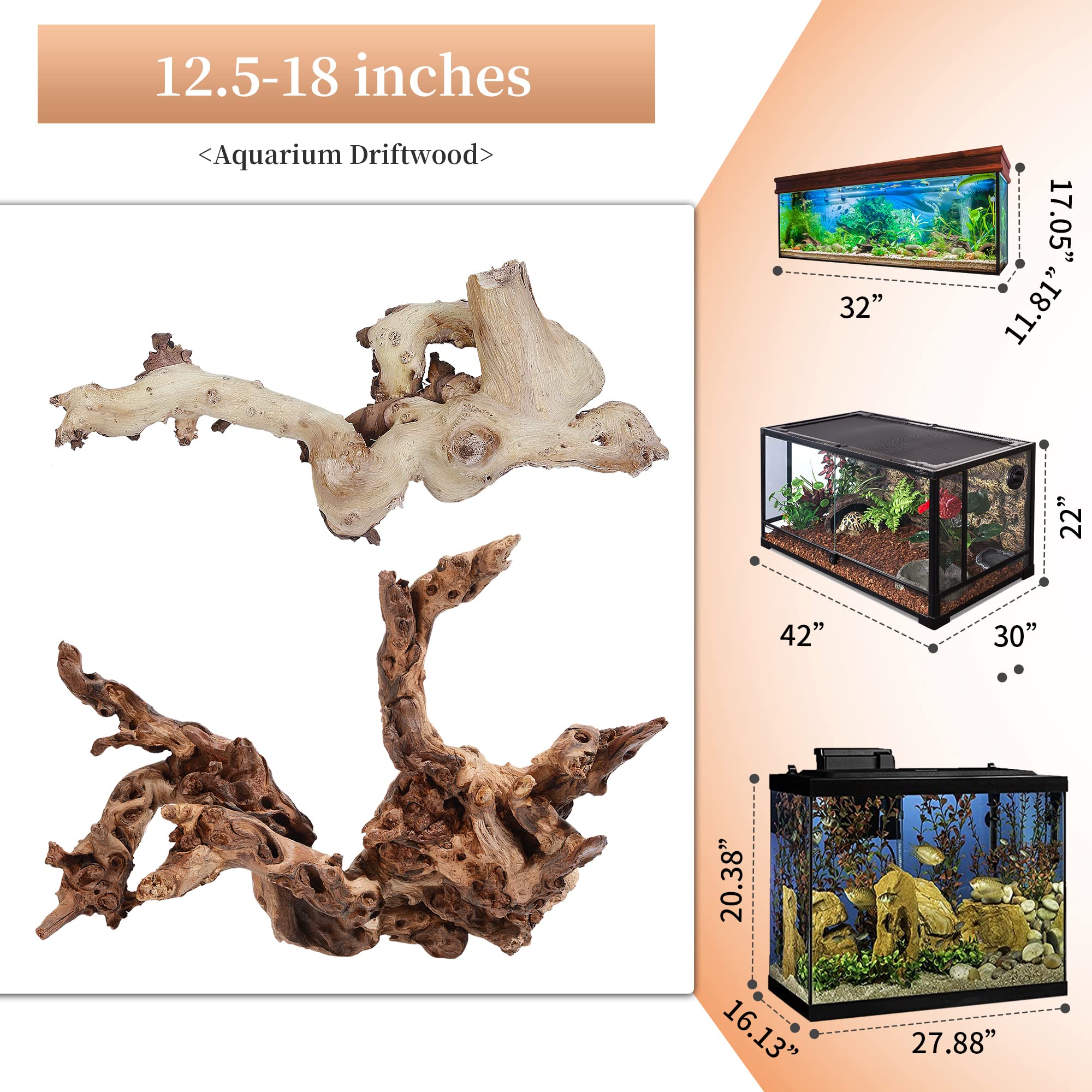 majoywoo natural driftwood 12-18 inch emphasizes varied angles for a natural aquascape.