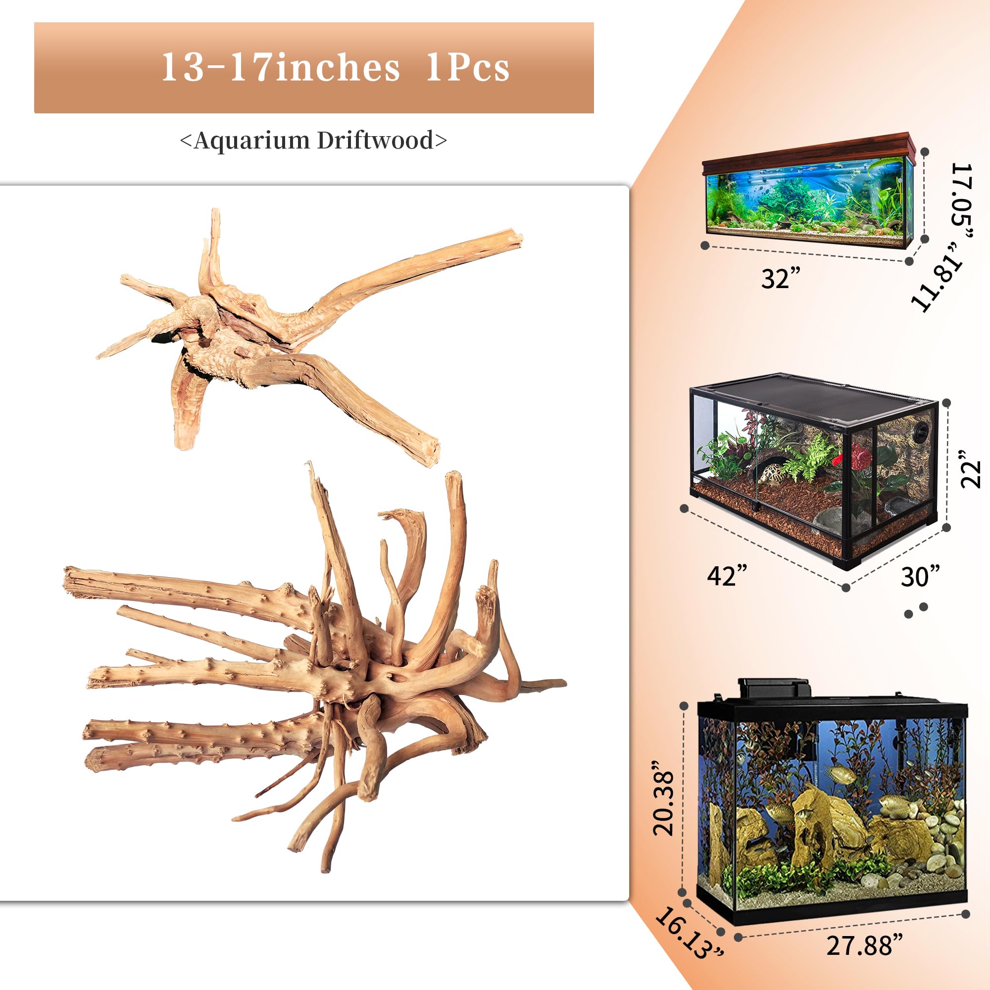 majoywoo spider wood branch 13-17 inch angle-b, enhances aquascape with authentic wood texture.