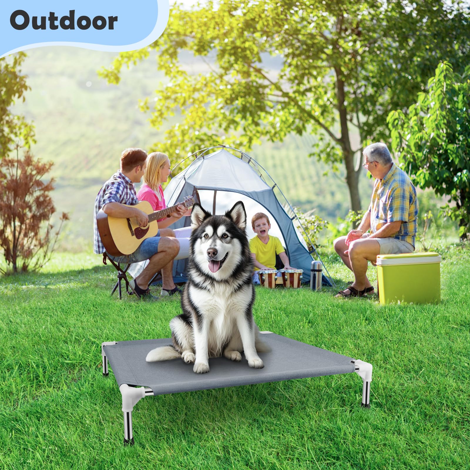 Makerfire portable dog bed ready for indoor and outdoor travel.