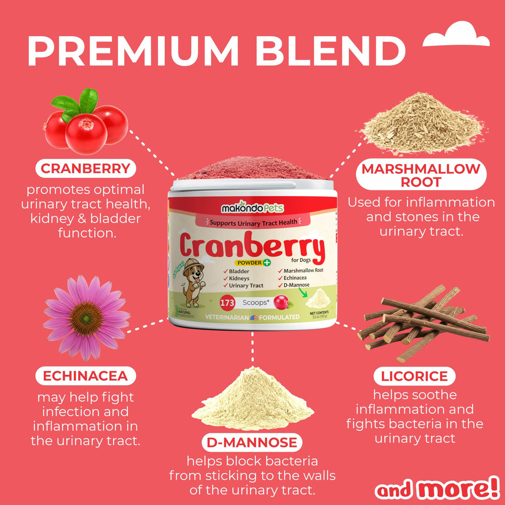 Makondo Pets marshmallow root cranberry blend in a scoop.