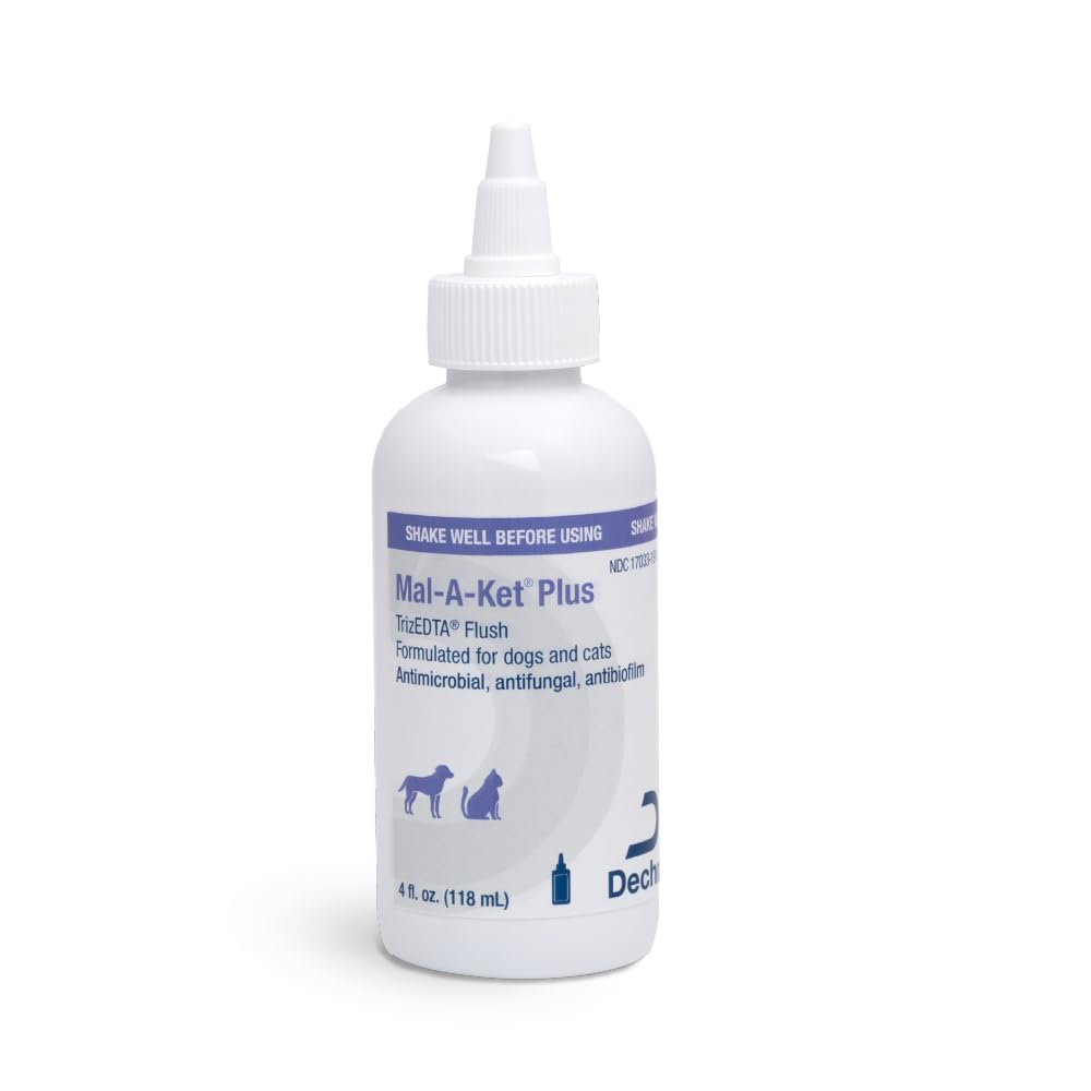 Mal-A-Ket Plus Triz EDTA Flush bottle pour for relief of skin infections in dogs and cats
