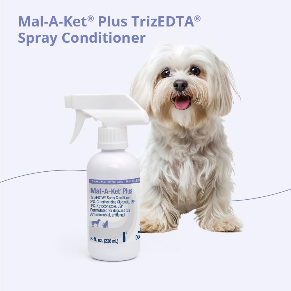Mal-A-Ket Plus TrizEDTA spray nourishes coat while supporting comfort during care.