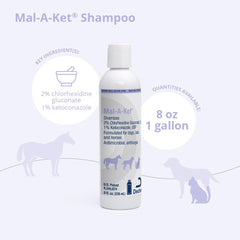Mal-A-Ket shampoo lathers on a dog's coat during bath for cleansing.