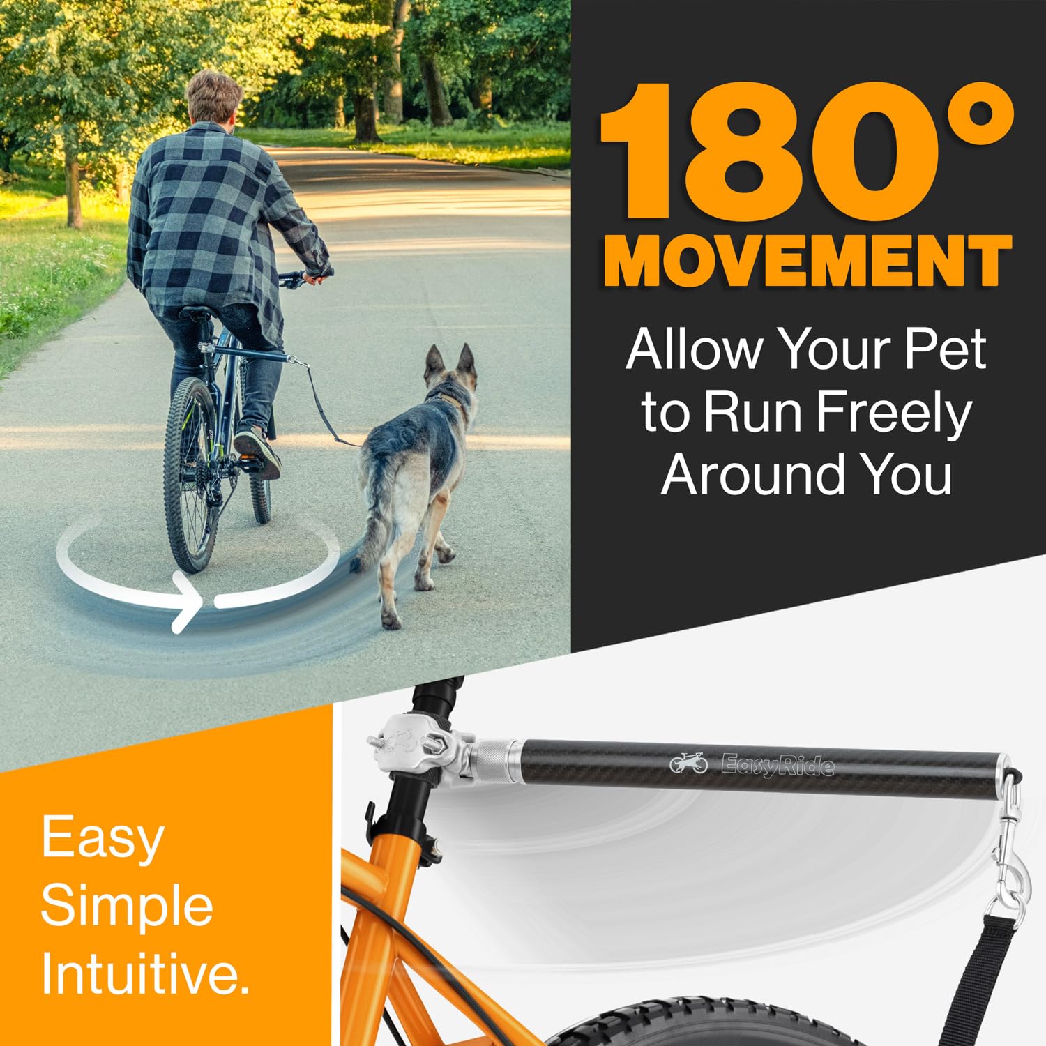 MALABI quick attach bike mount enables fast tool-free leash setup during rides.