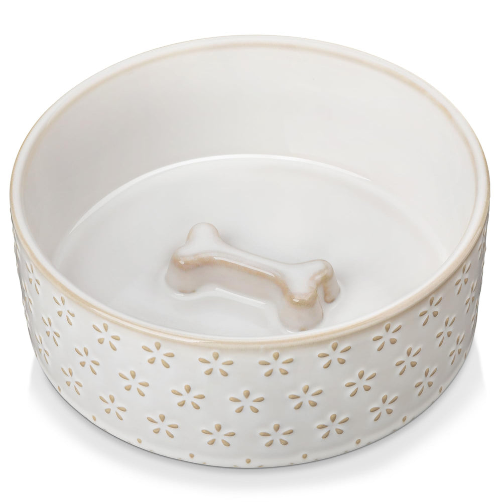 MALACASA ceramic dog bowl with 3.5-cup capacity for medium breeds, easy to clean after meals.