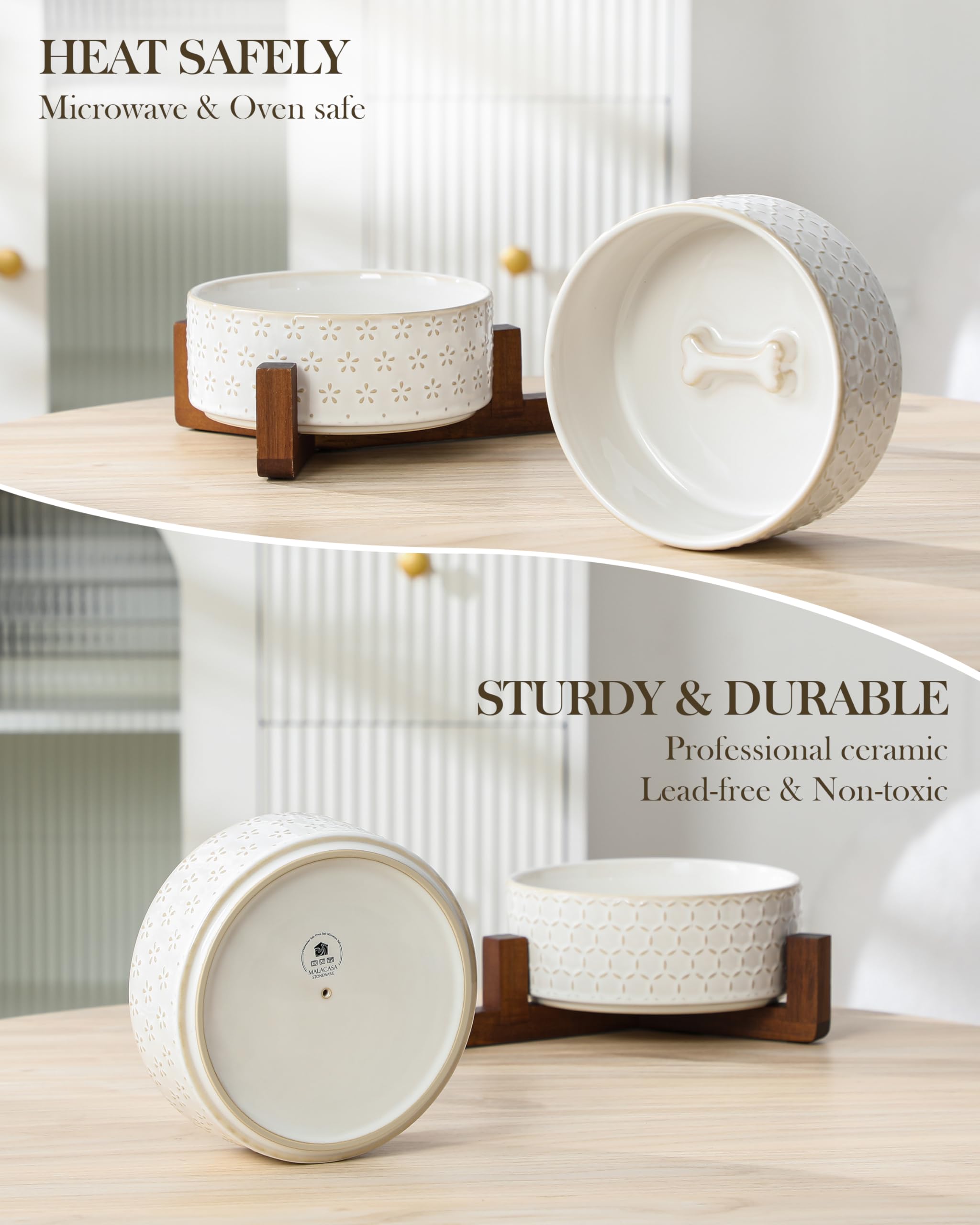 Dishwasher and microwave-safe bowls provide convenient care and meal warming options