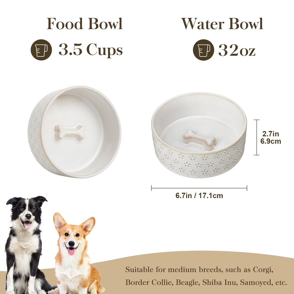 MALACASA 32 oz water dish with heavy, stable base to minimize spills during feeding.