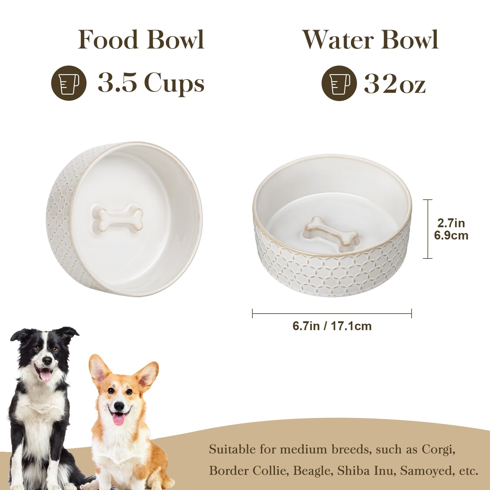 MALACASA heavy-stable bowl with wide base to prevent tipping