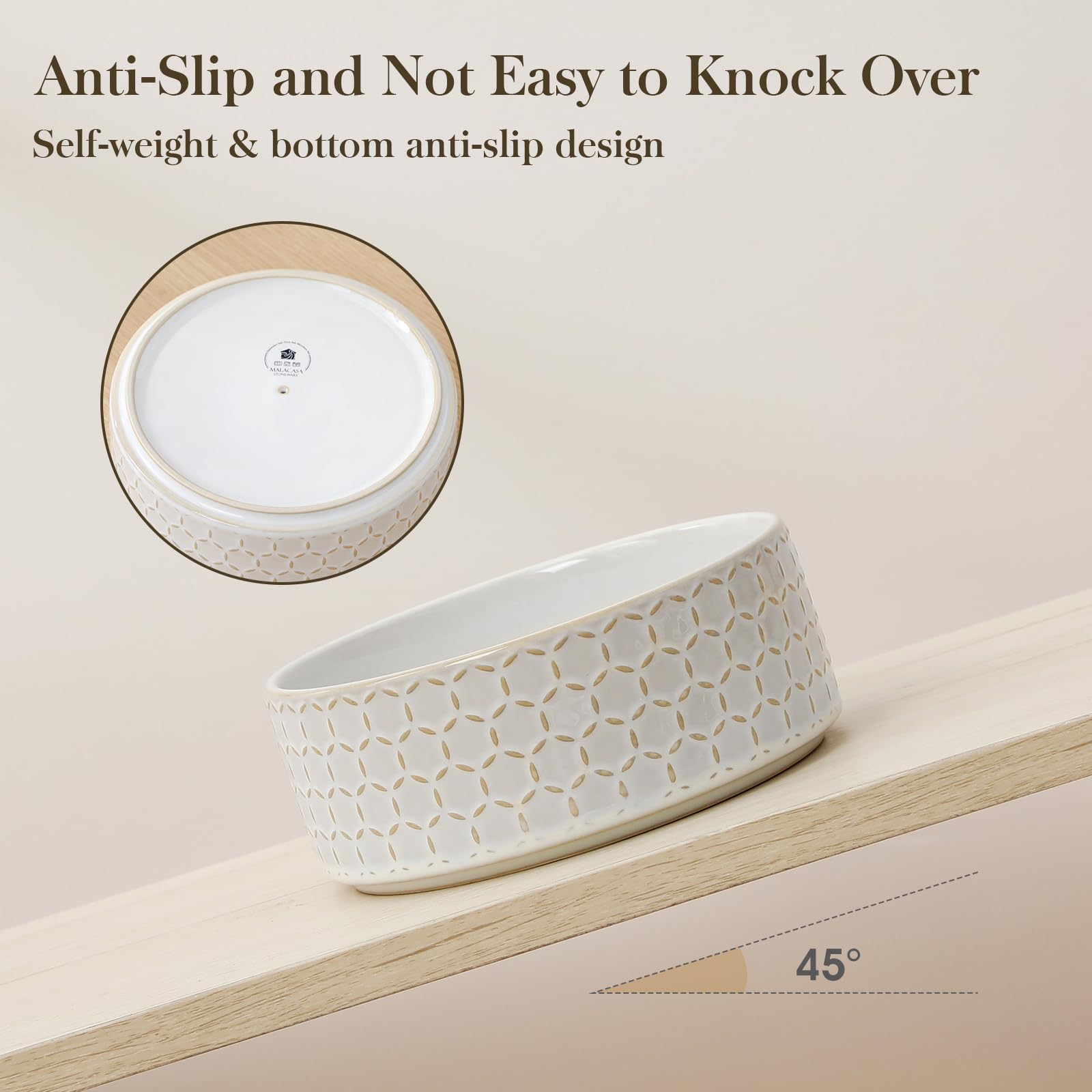 MALACASA non slip base keeps bowl steady during feeding