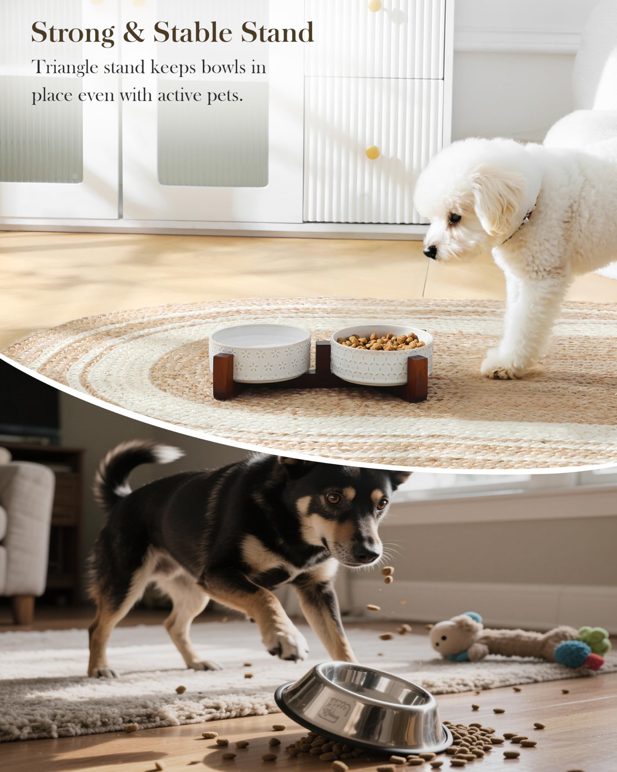 MALACASA stand with non-slip pads keeps bowls steady.