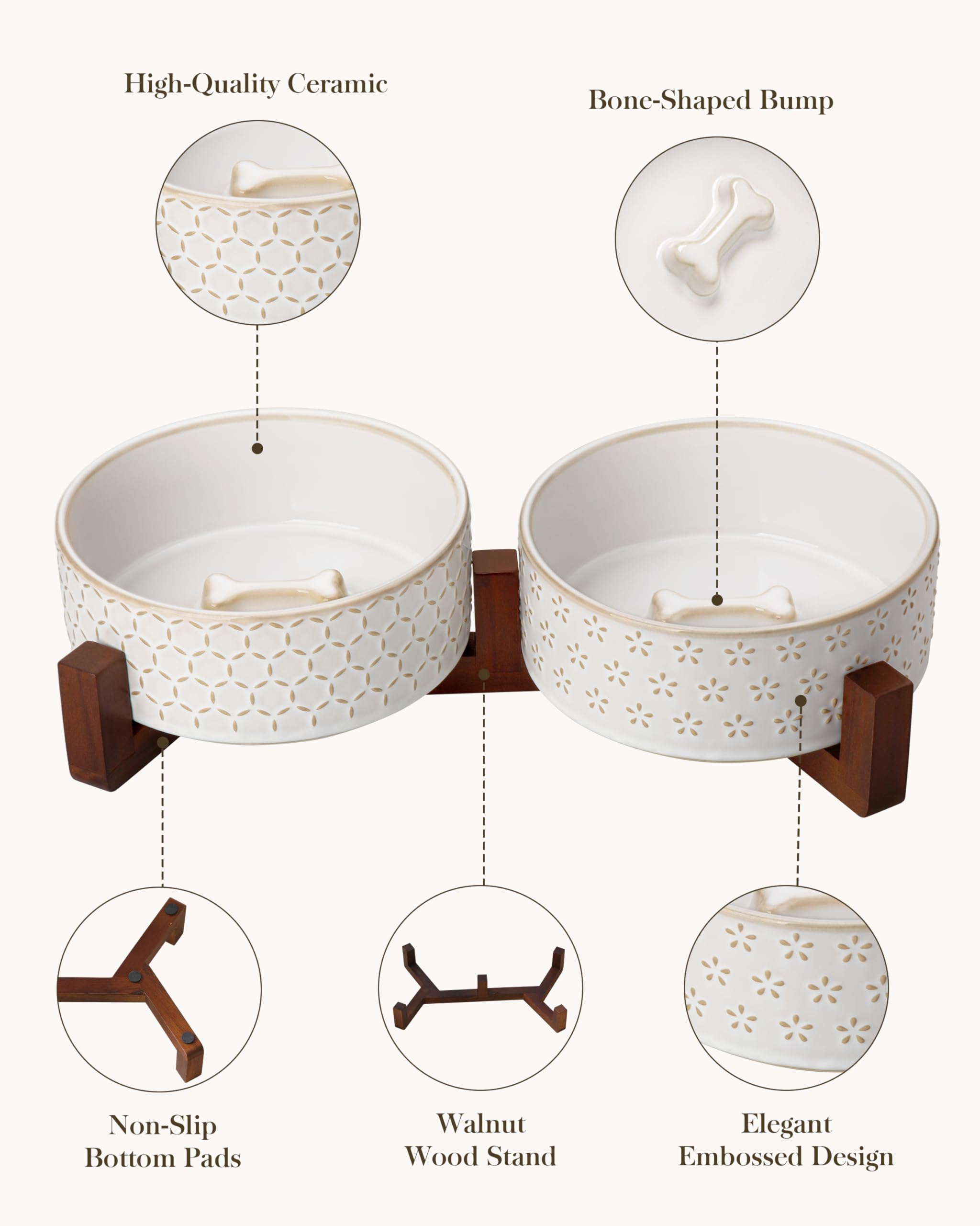 Raised bowl design promotes a comfortable posture for pets during meals