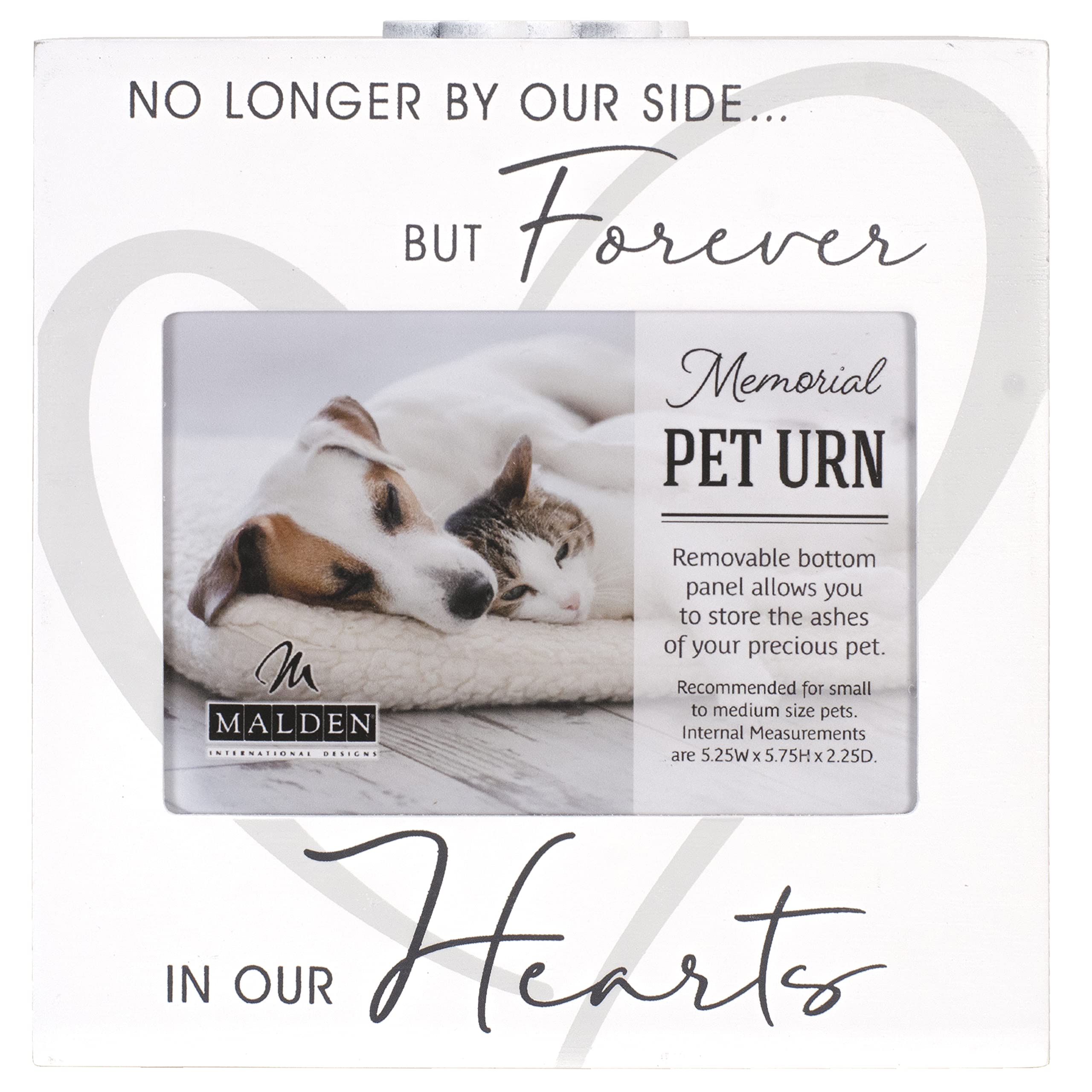 Malden Forever In Our Hearts urn paw print attachment close-up highlights a personalized memorial detail.