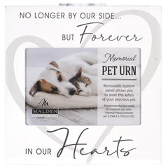 Malden Forever In Our Hearts urn paw print attachment close-up highlights a personalized memorial detail.