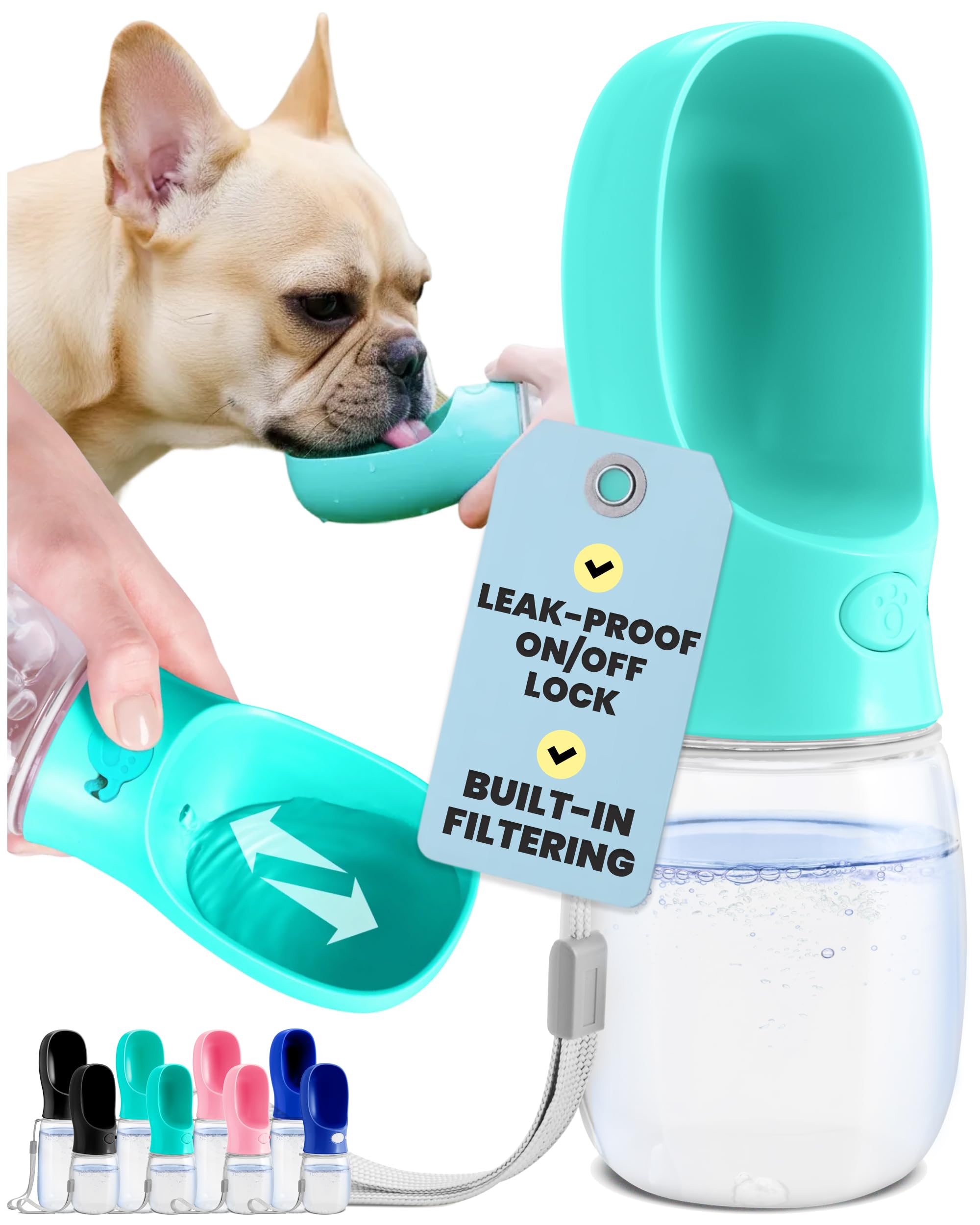 MalsiPree dog water bottle blue cap for easy hydration on the go
