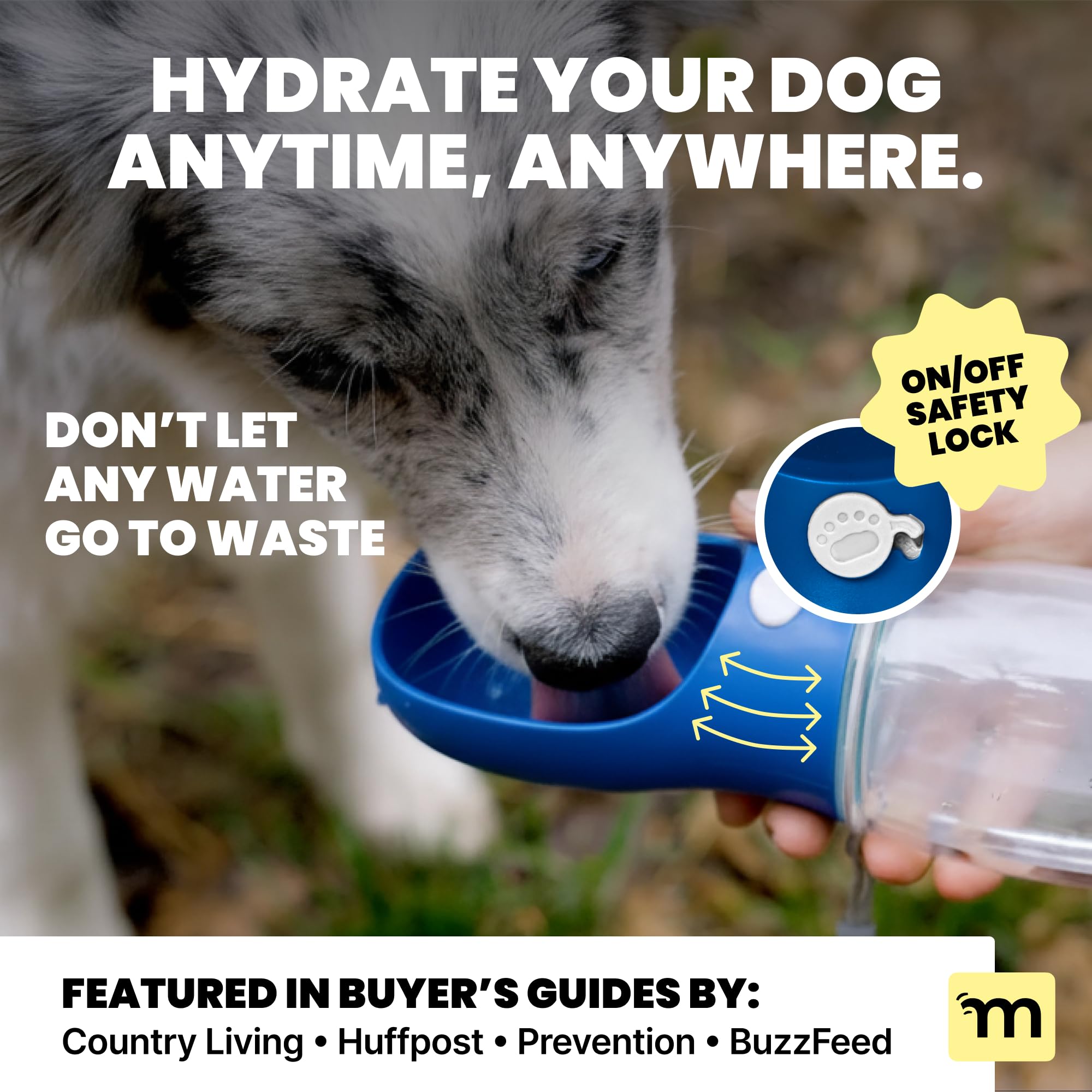 MalsiPree built-in bowl enables easy sipping during outdoor adventures.