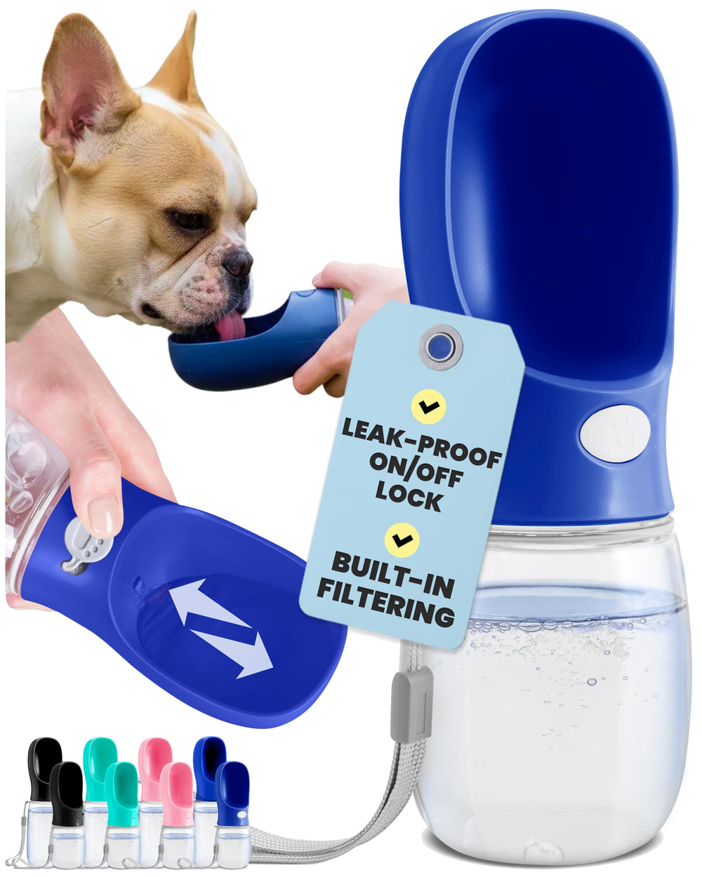 MalsiPree dog water bottle press water key for quick hydration on walks.