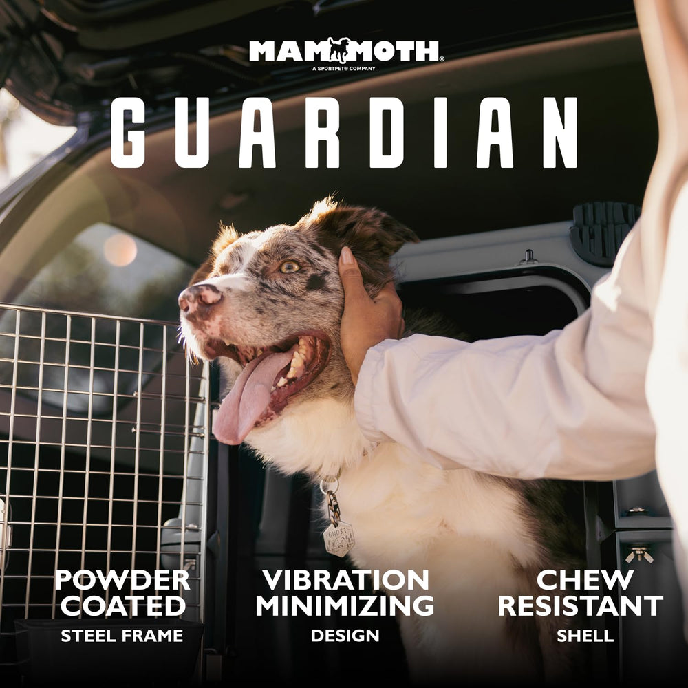 Mammoth Guardian Kennel with door open, easy entry for dogs on the move.