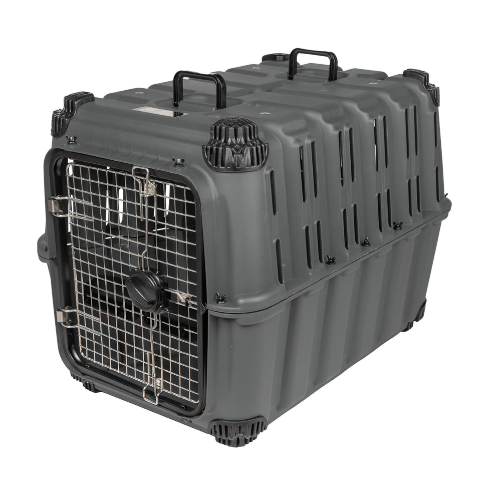 Mammoth Guardian Kennel front view, rugged design for safe travel with dogs.