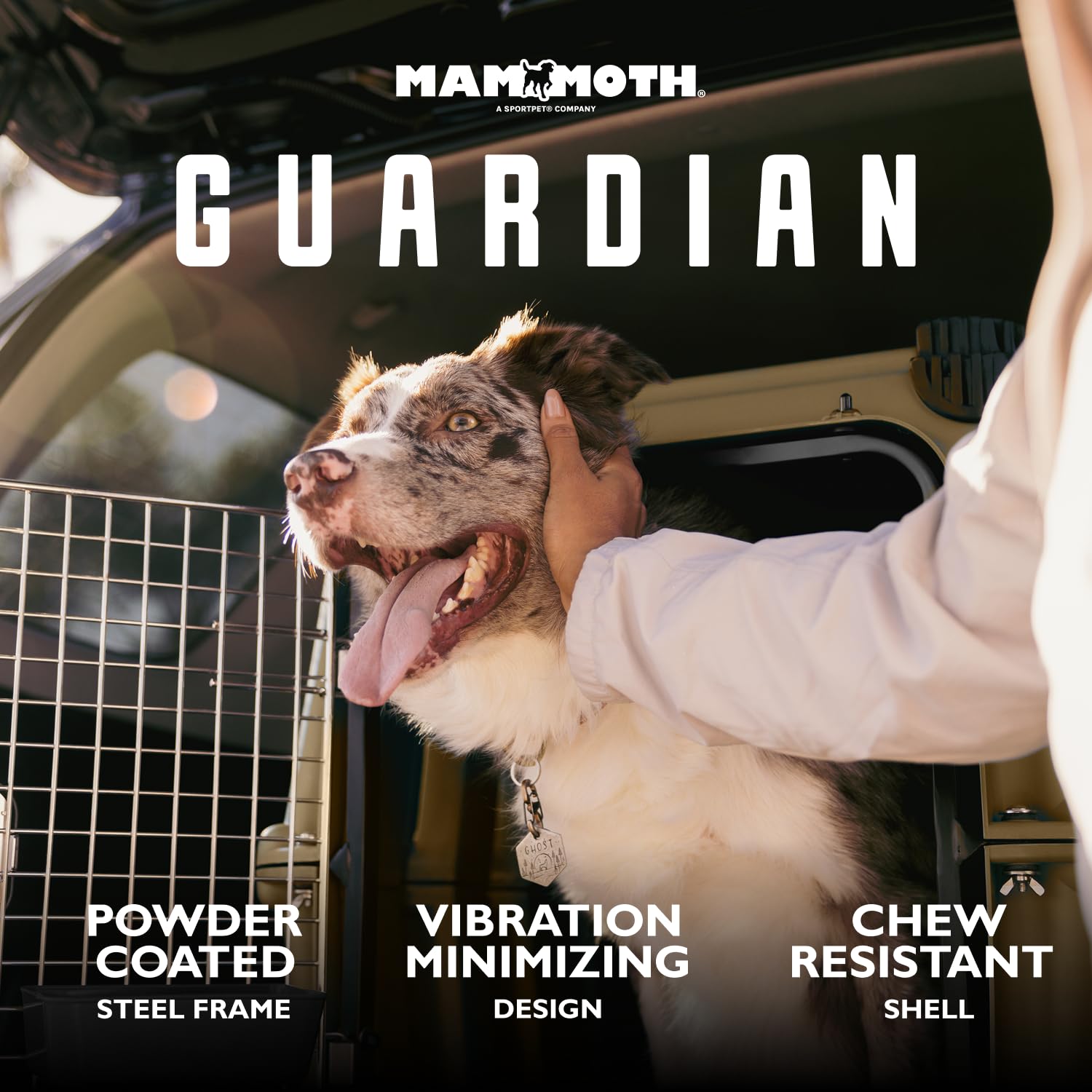 Mammoth Guardian Kennel door entry demonstrates full clearance for easy loading.
