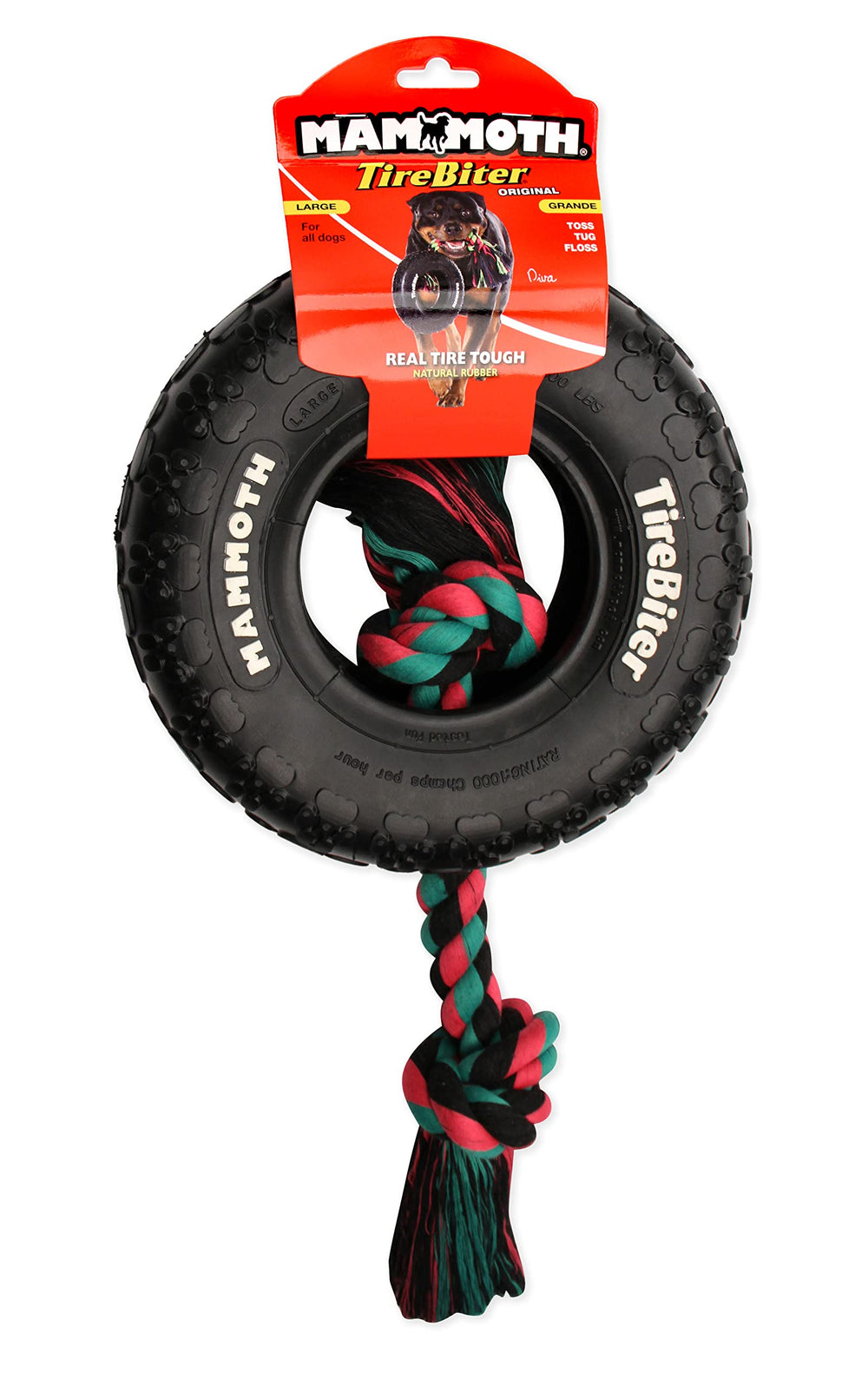 Mammoth TireBiter2 tug-toss interactive play surface for long chew sessions.