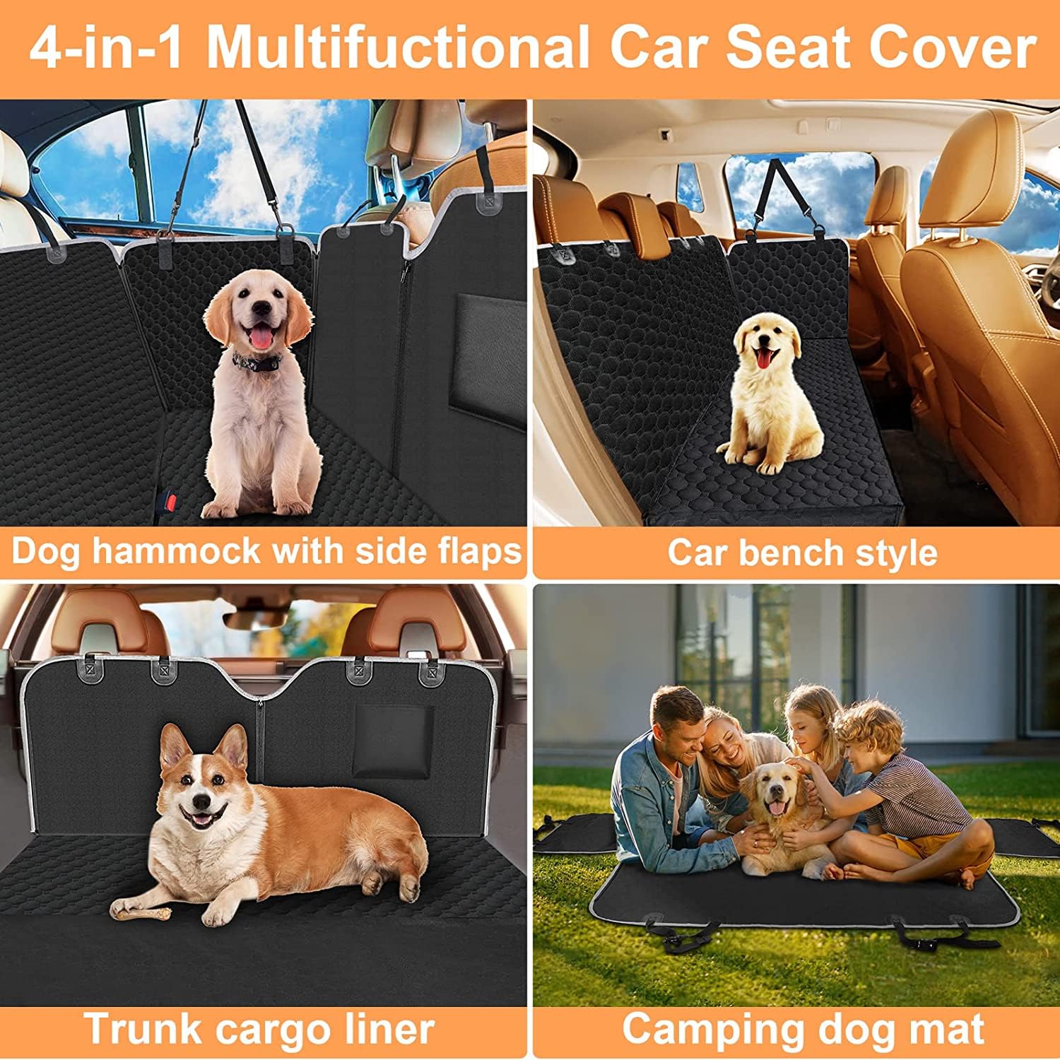 Mancro back seat hammock demonstrates full coverage and simple installation.