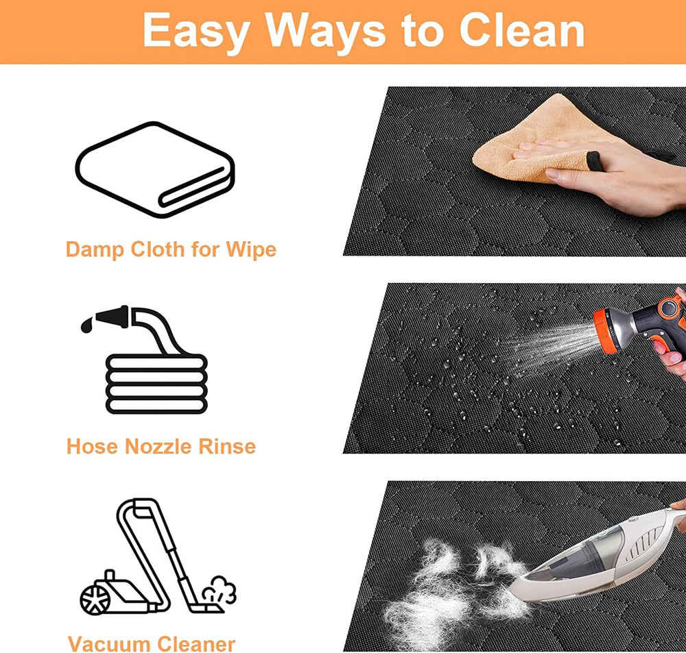 Mancro dog car seat cover easy to clean with towel or vacuum.