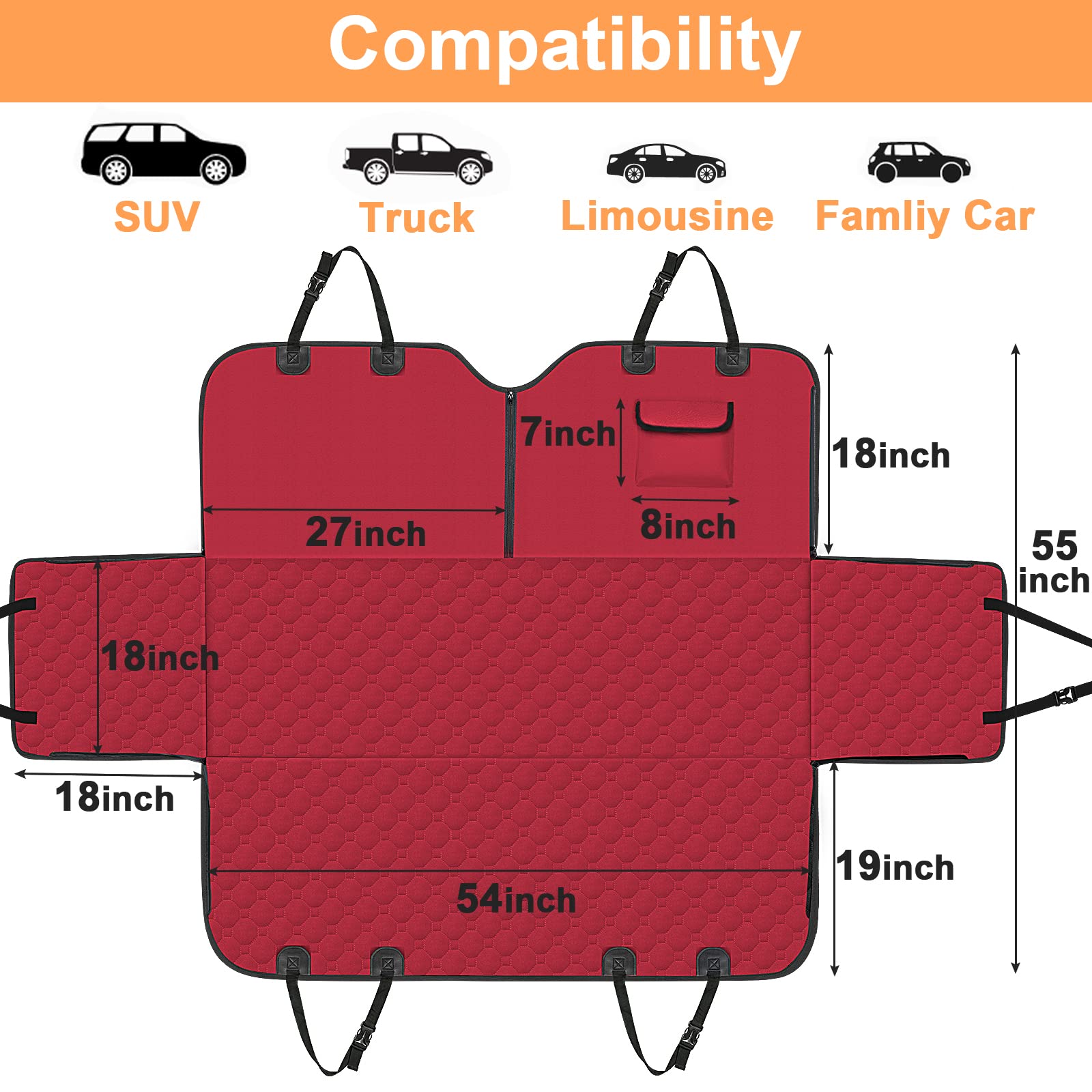 Mancro dog car seat cover fits most cars, trucks and SUVs for versatile protection.